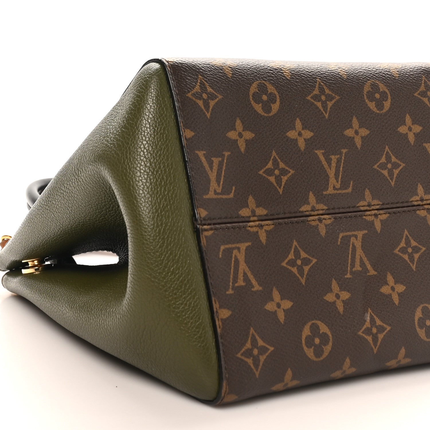 Calfskin Monogram Fold Tote PM Cream Khaki Black