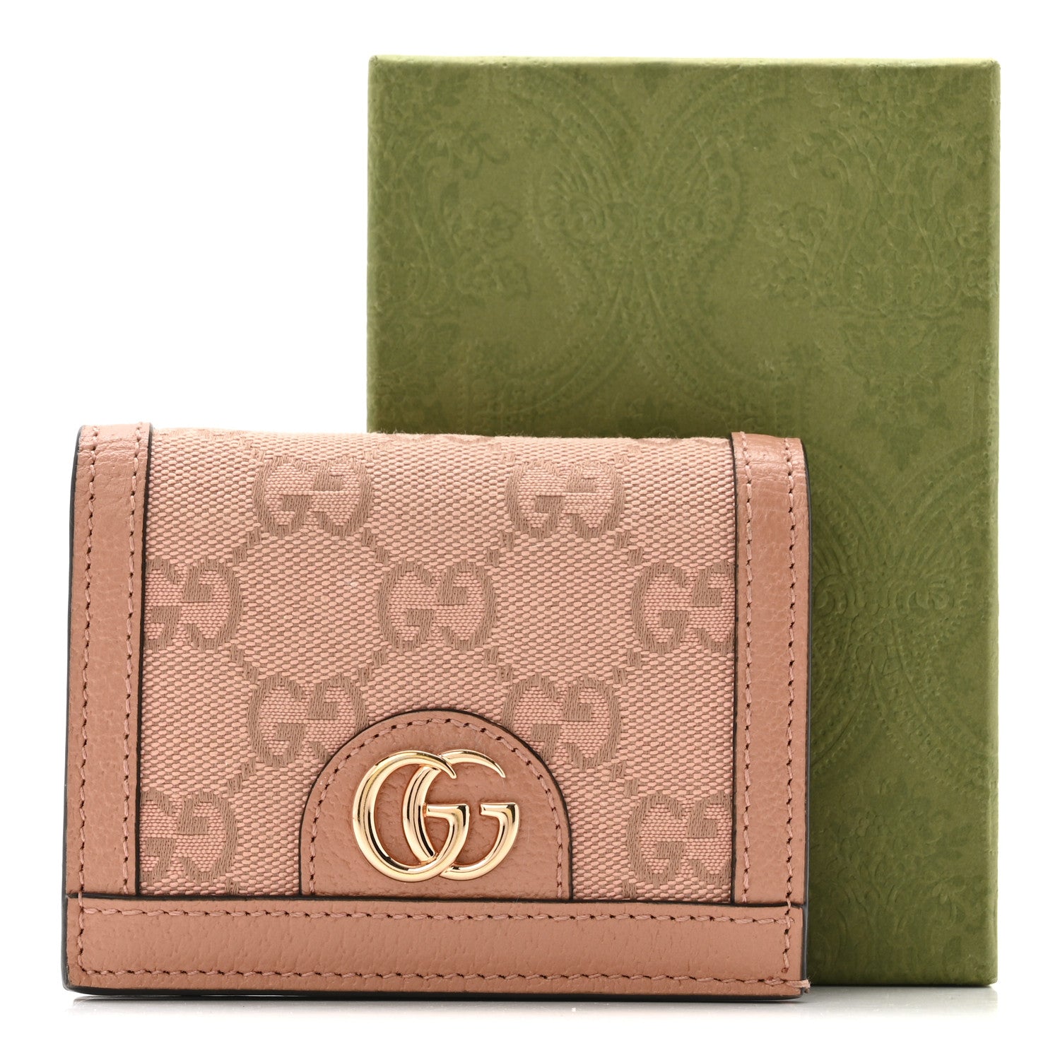 Monogram Textured Dollar Calfskin Card Case Cloche Rose Pink