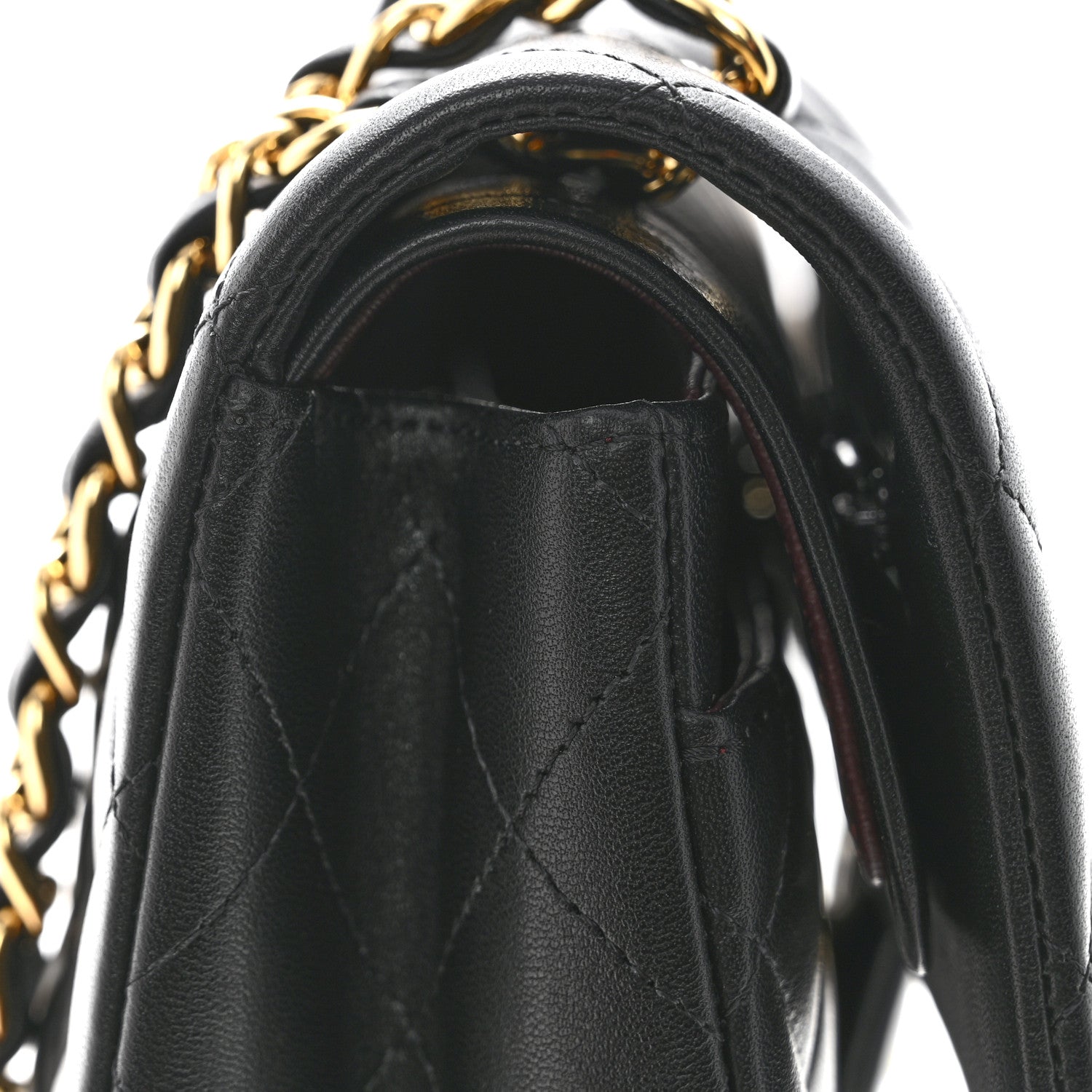 Lambskin Quilted Small Double Flap Black