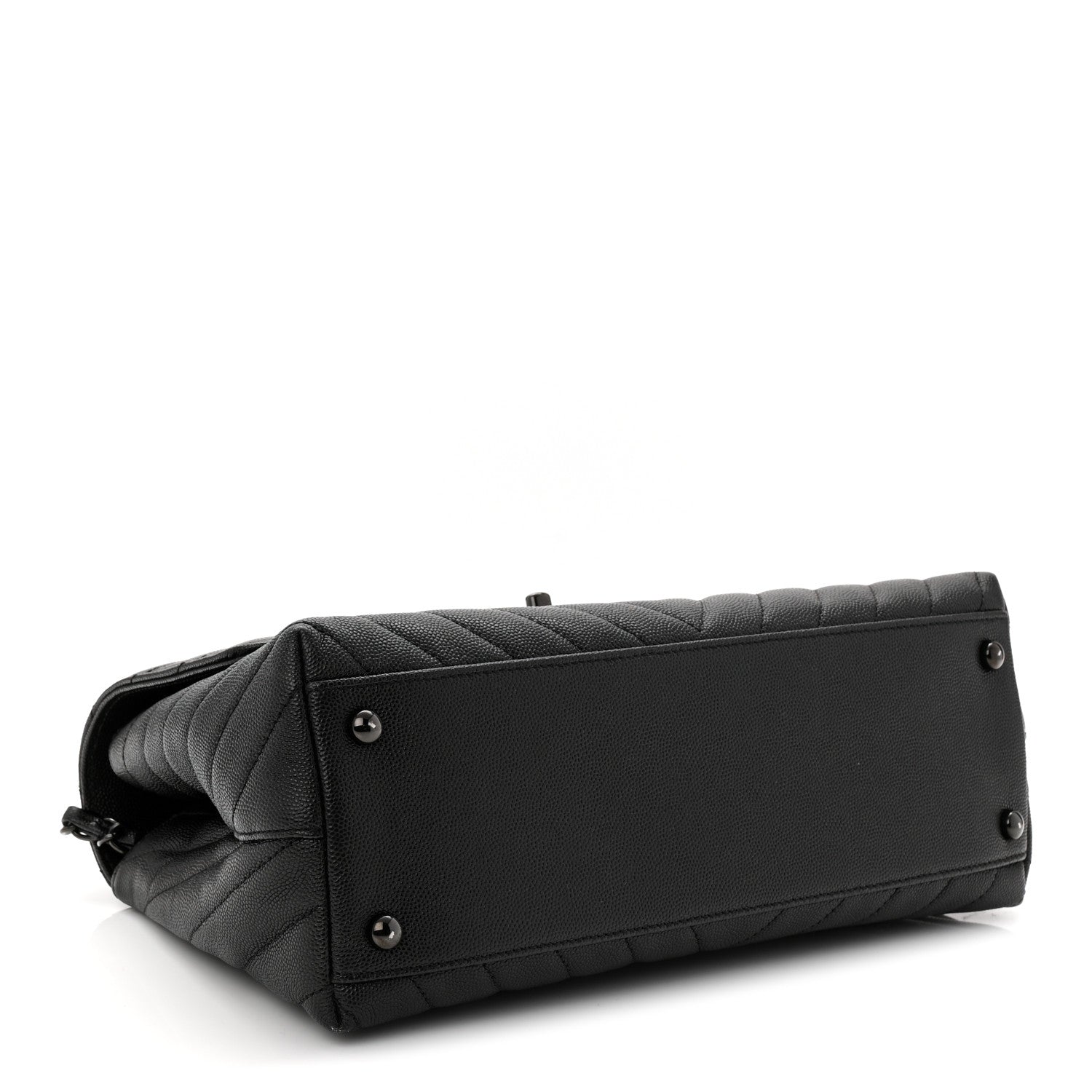 Caviar Chevron Quilted Small Coco Handle Flap So Black
