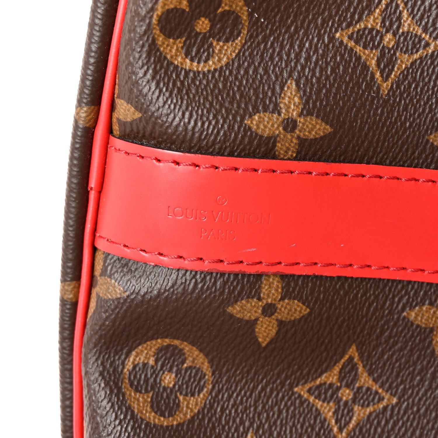 Calfskin Monogram Keepall Bandouliere 50 Coquelicot