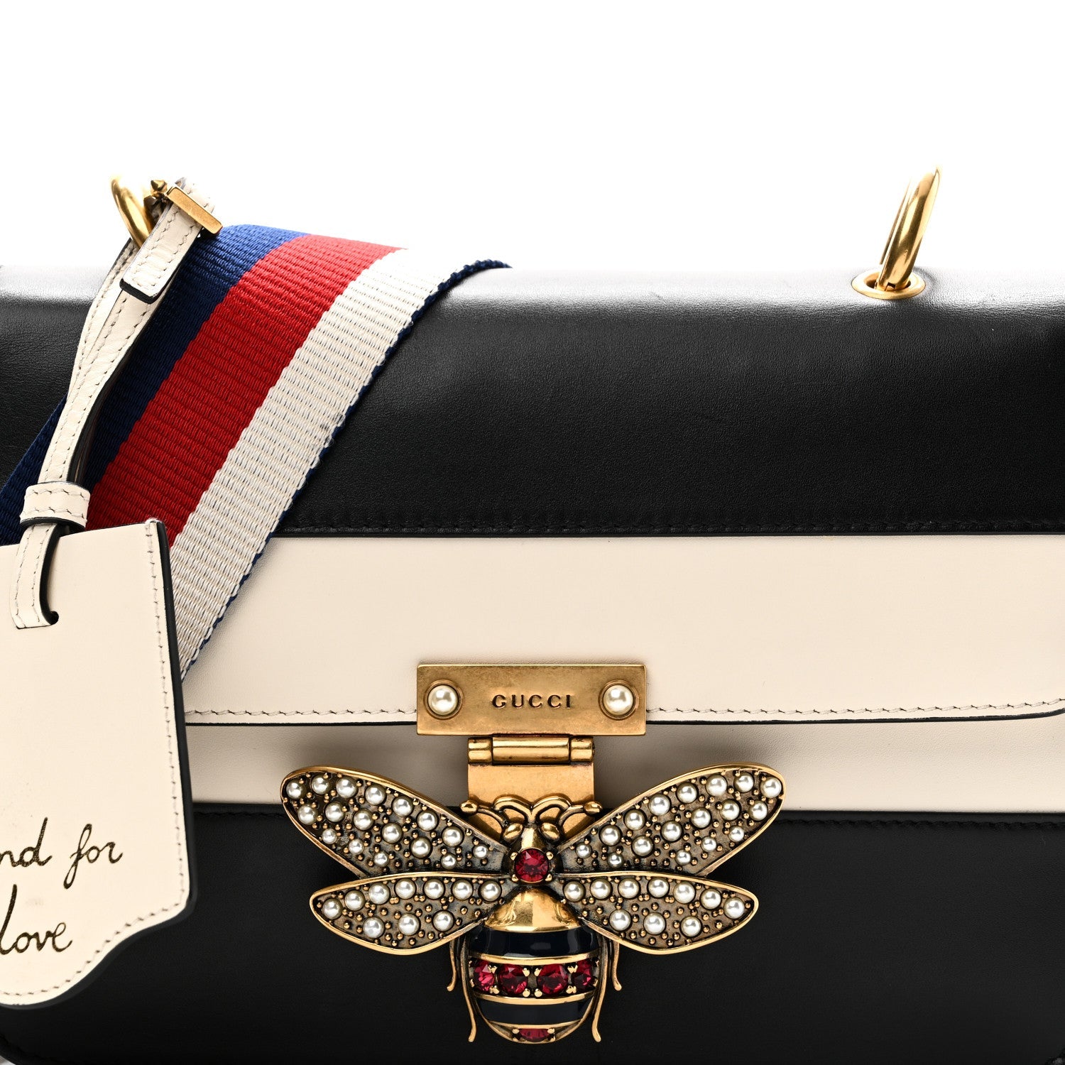 Calfskin Sylvie Web Queen Margaret Shoulder Bag Mystic White Black