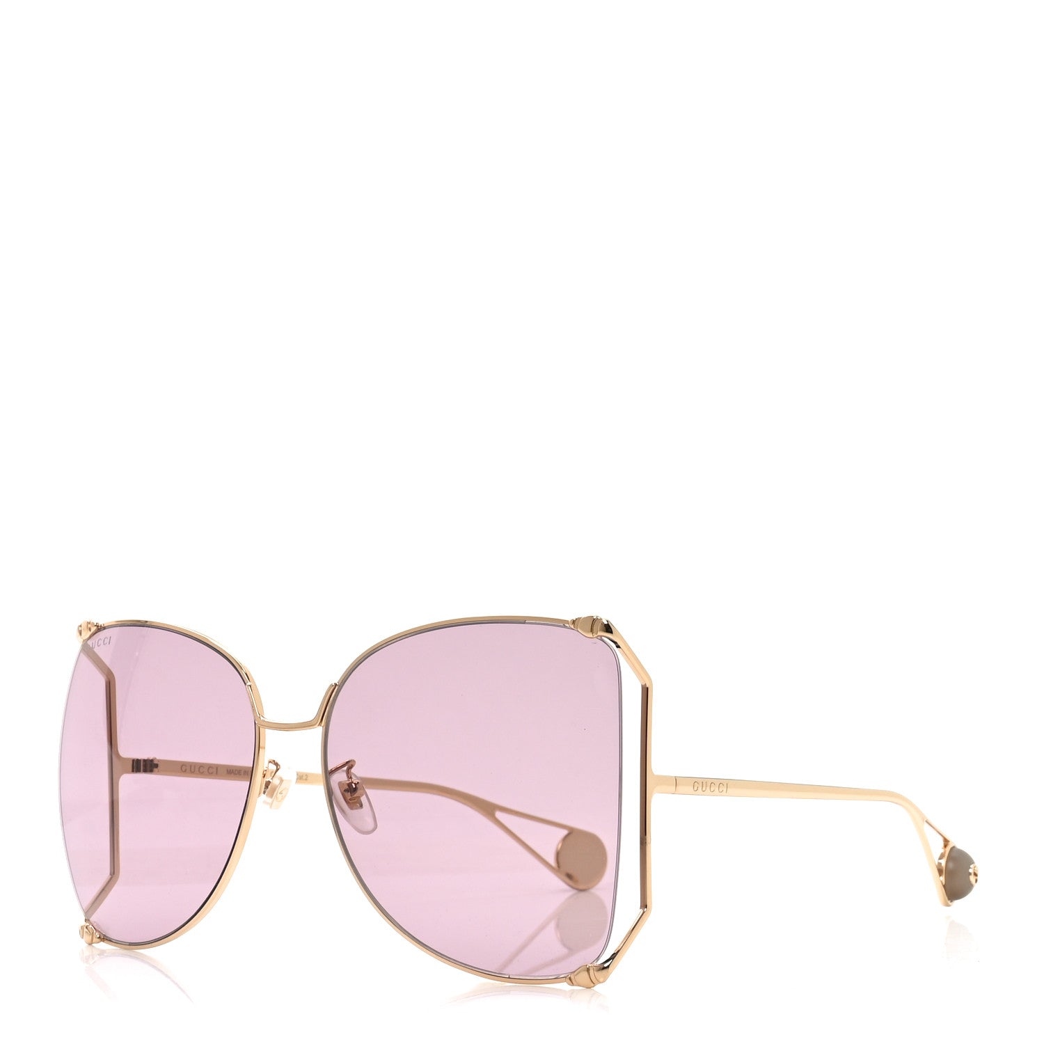 Metal Oversized Round Sunglasses GG0252S Gold Pink