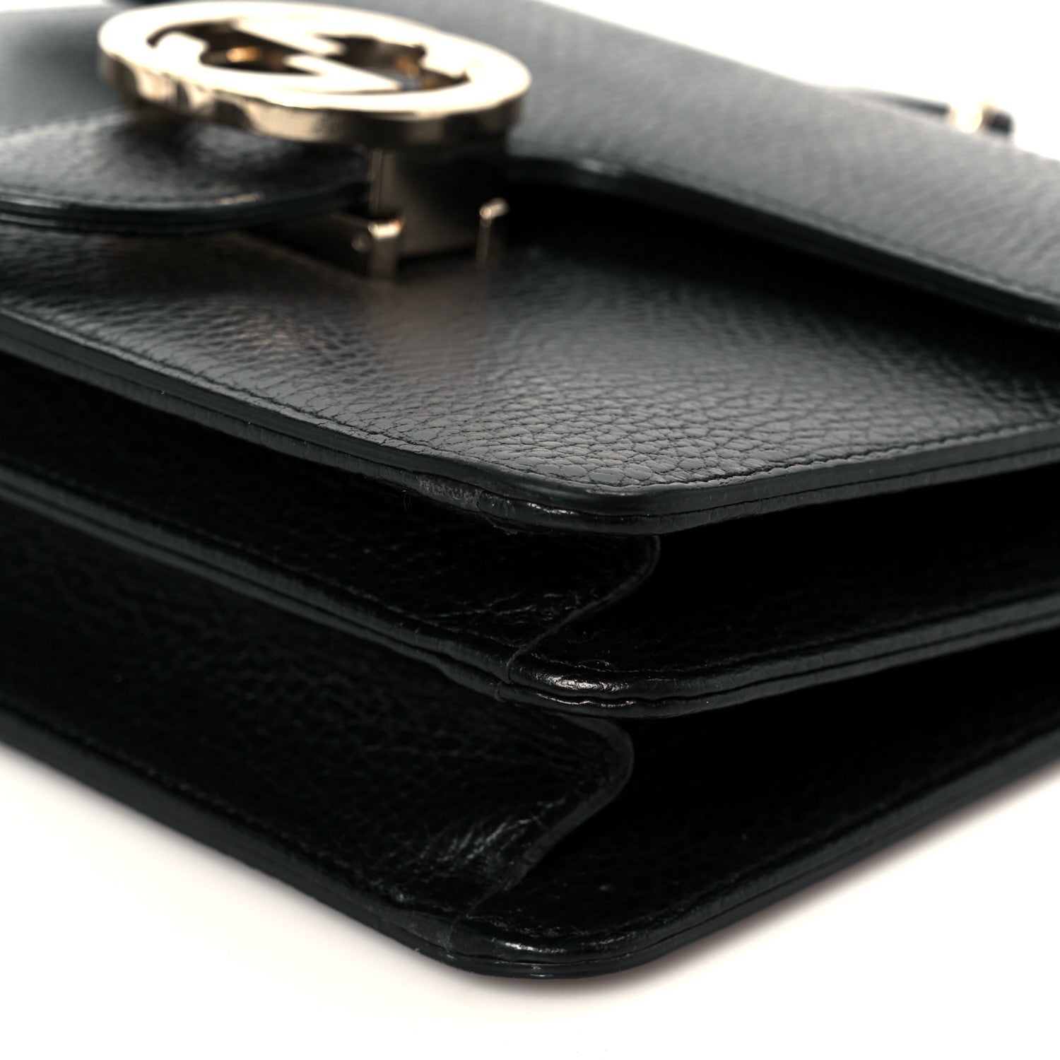 Dollar Calfskin Small Interlocking G Shoulder Bag Black