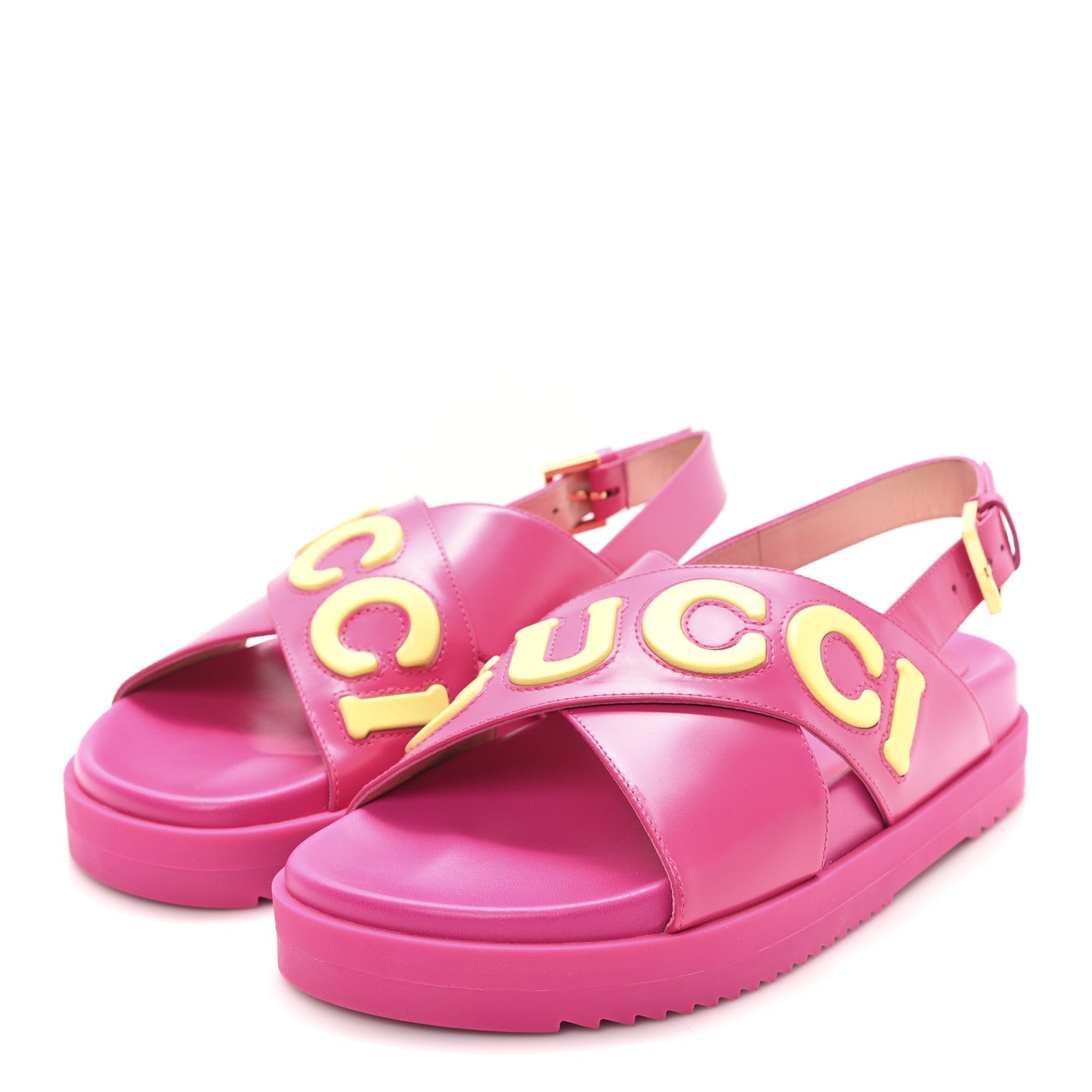 Calfskin Elizabeth Nappa Charlotte Logo Slingback Sandals 36.5 Fancy Fuchsia