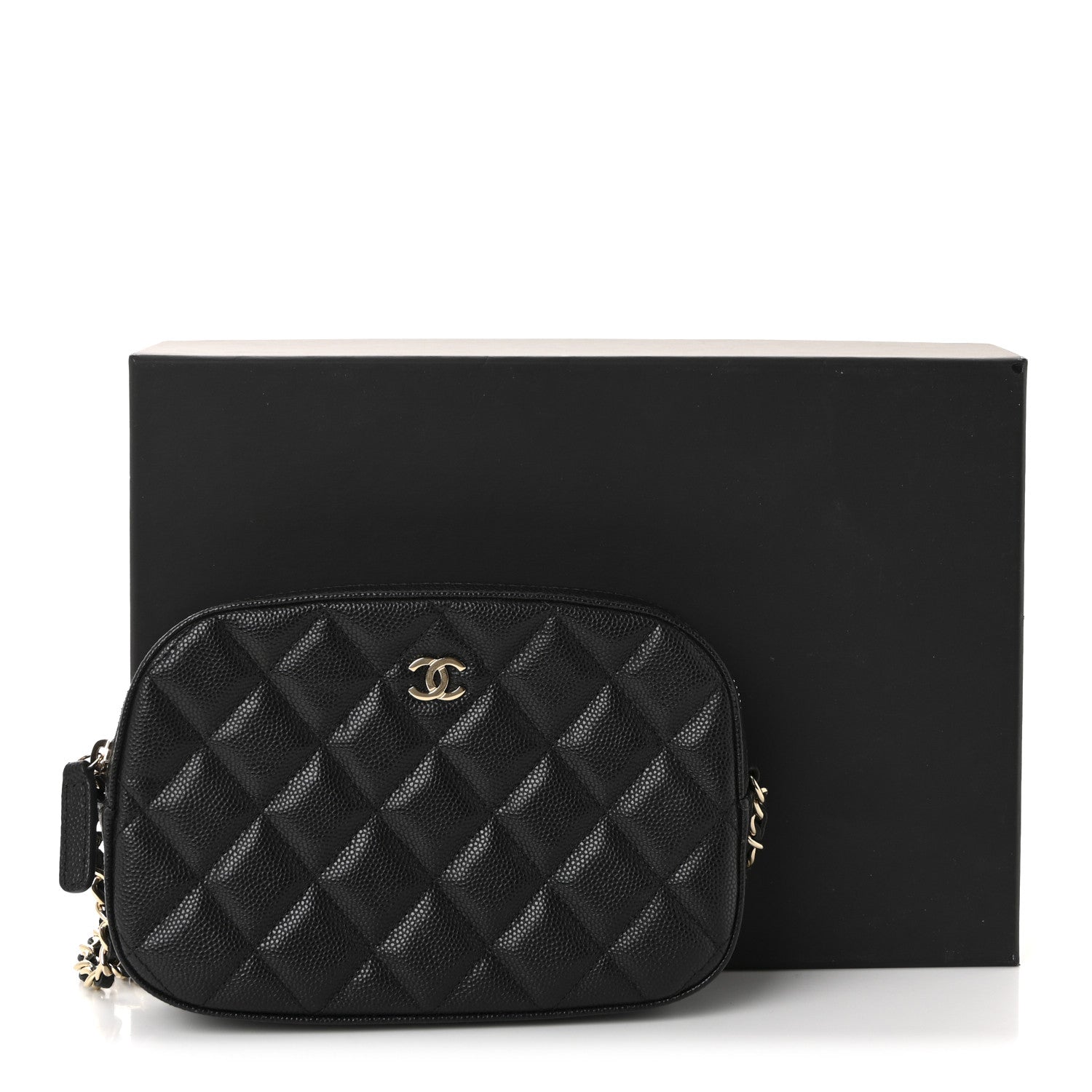 Caviar Quilted Vanity With Chain Black