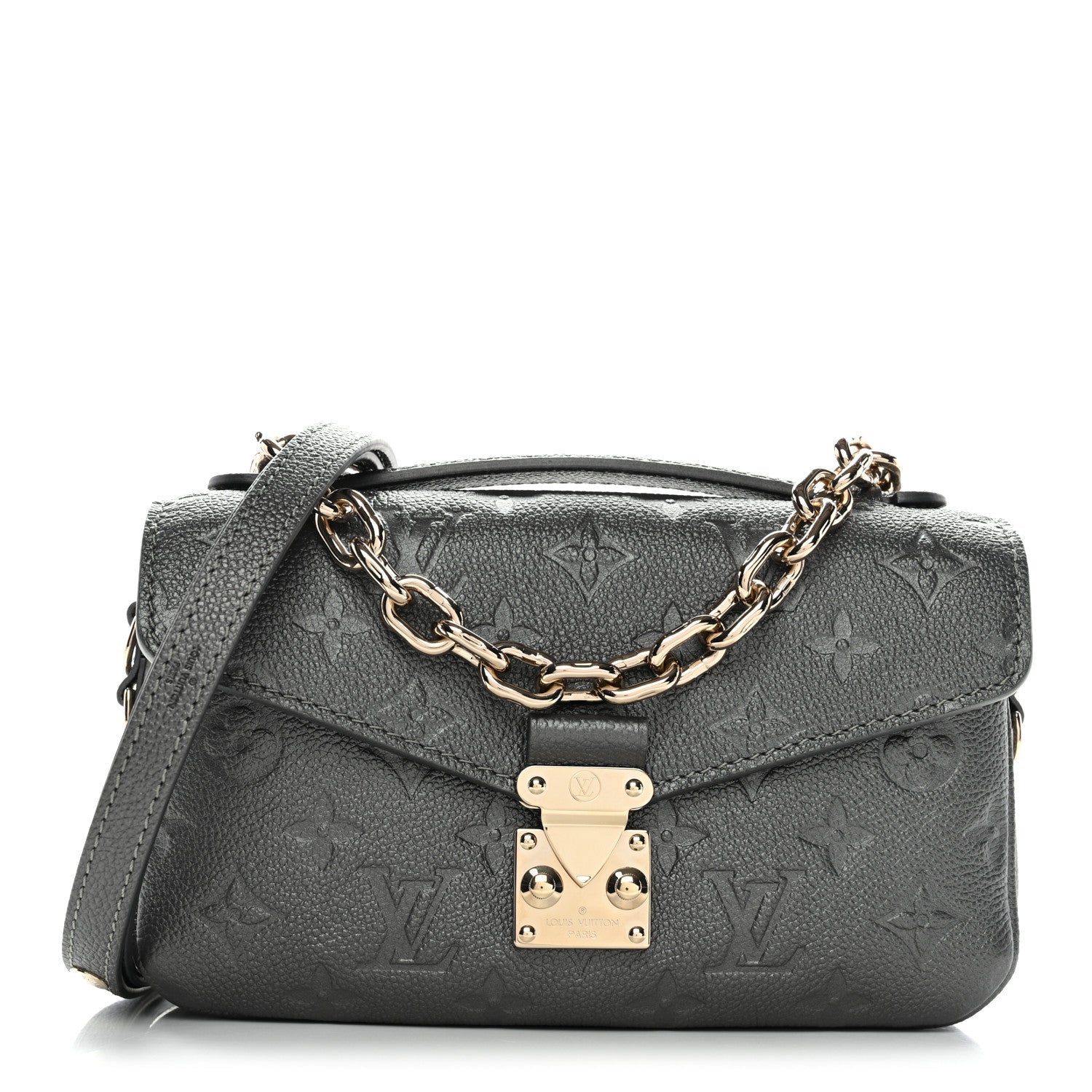 Shimmery Empreinte LV Ski Pochette Metis East West Gun Metal