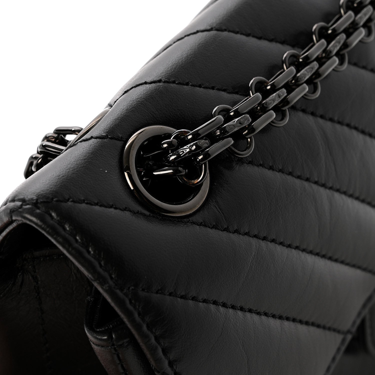 Aged Calfskin Quilted 2.55 Reissue Mini Flap So Black