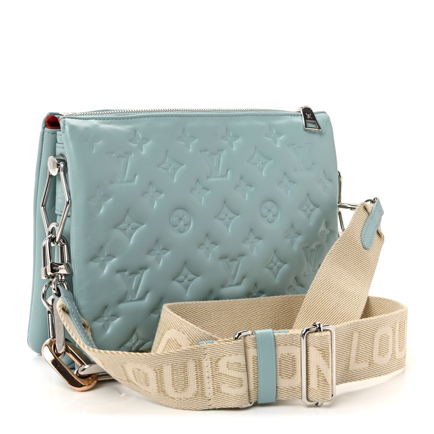 Lambskin Embossed Monogram Coussin PM Bleu