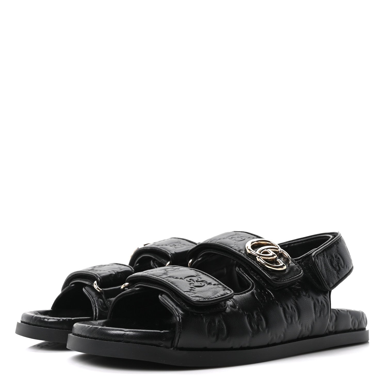 Guccissima GG Embossed Womens Sandals 37 Black