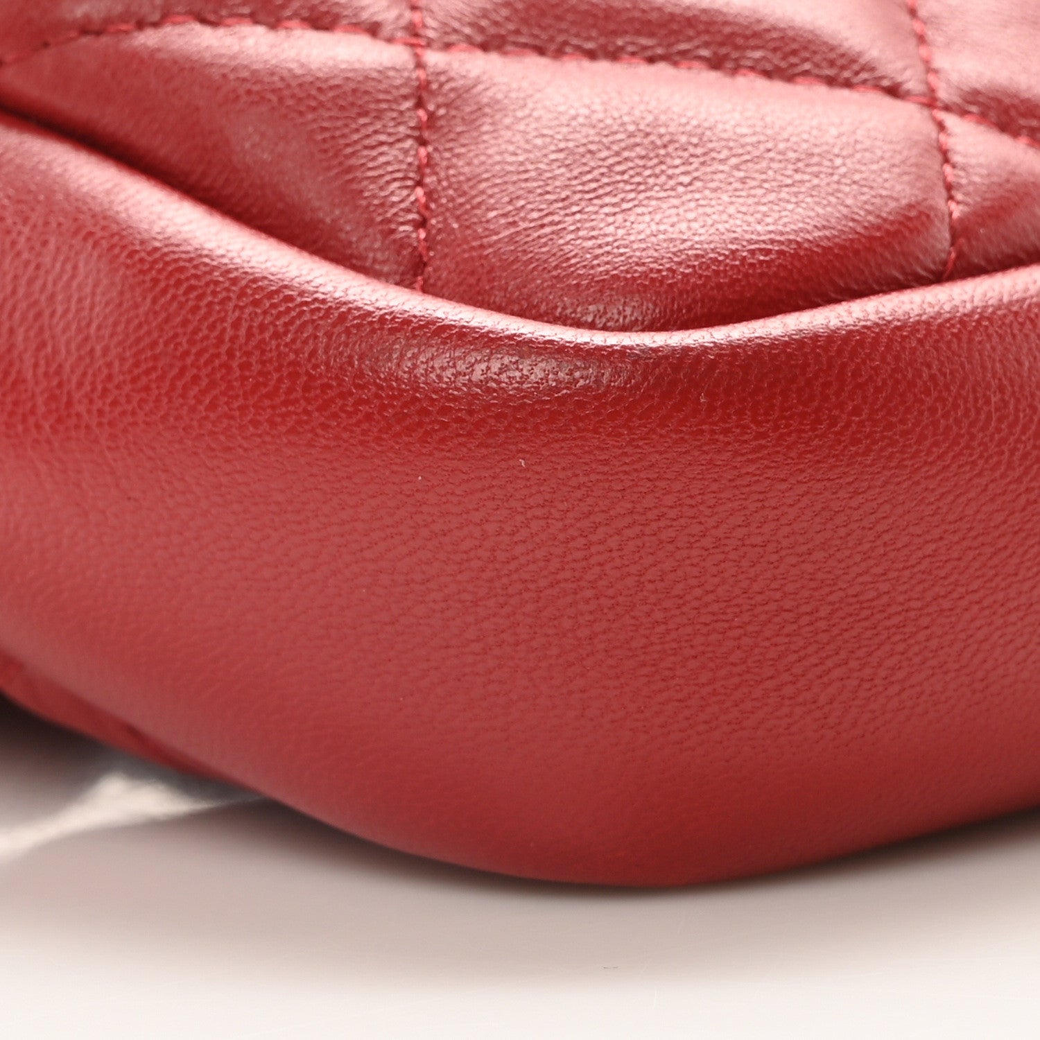 Lambskin Quilted Waist Bag With Pouch Red