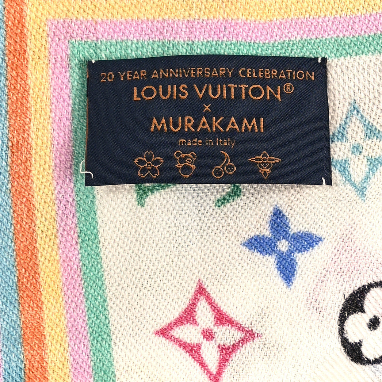 LV X TM Wool Silk Monogram Multicolor Shawl White