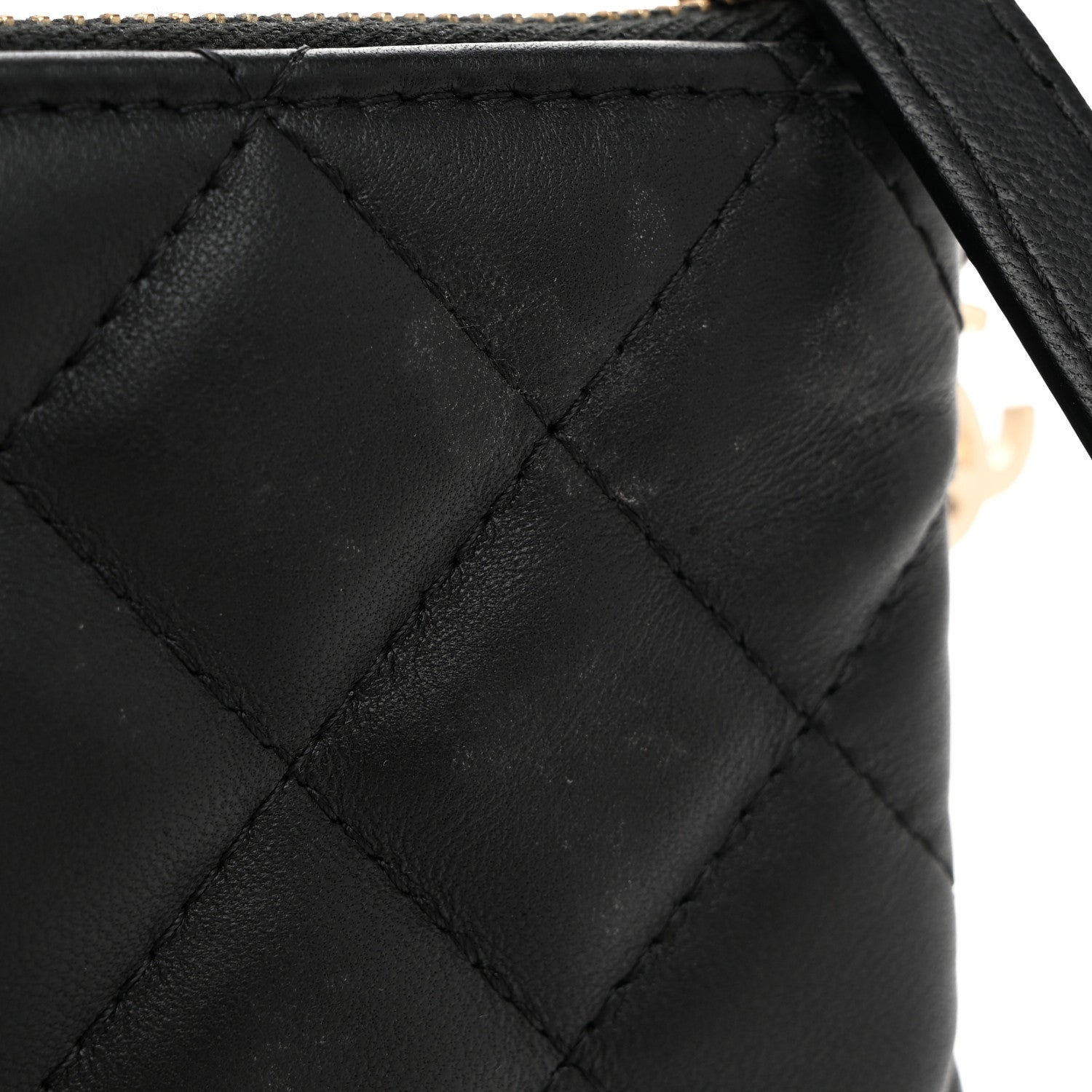 Lambskin Quilted Casino Coin Purse Black