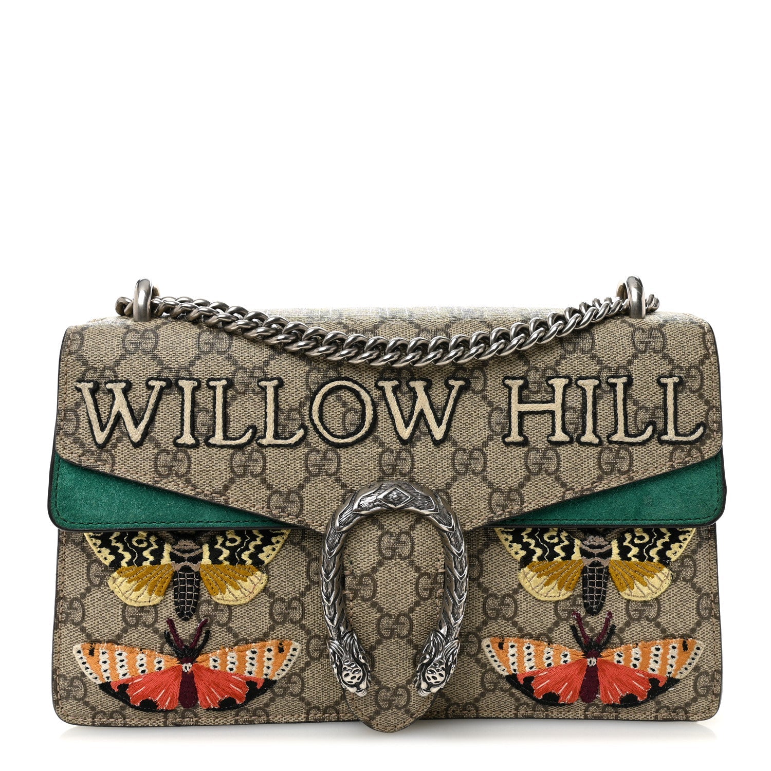 GG Supreme Monogram Willow Hill Embroidered Small Dionysus Shoulder Bag Emerald
