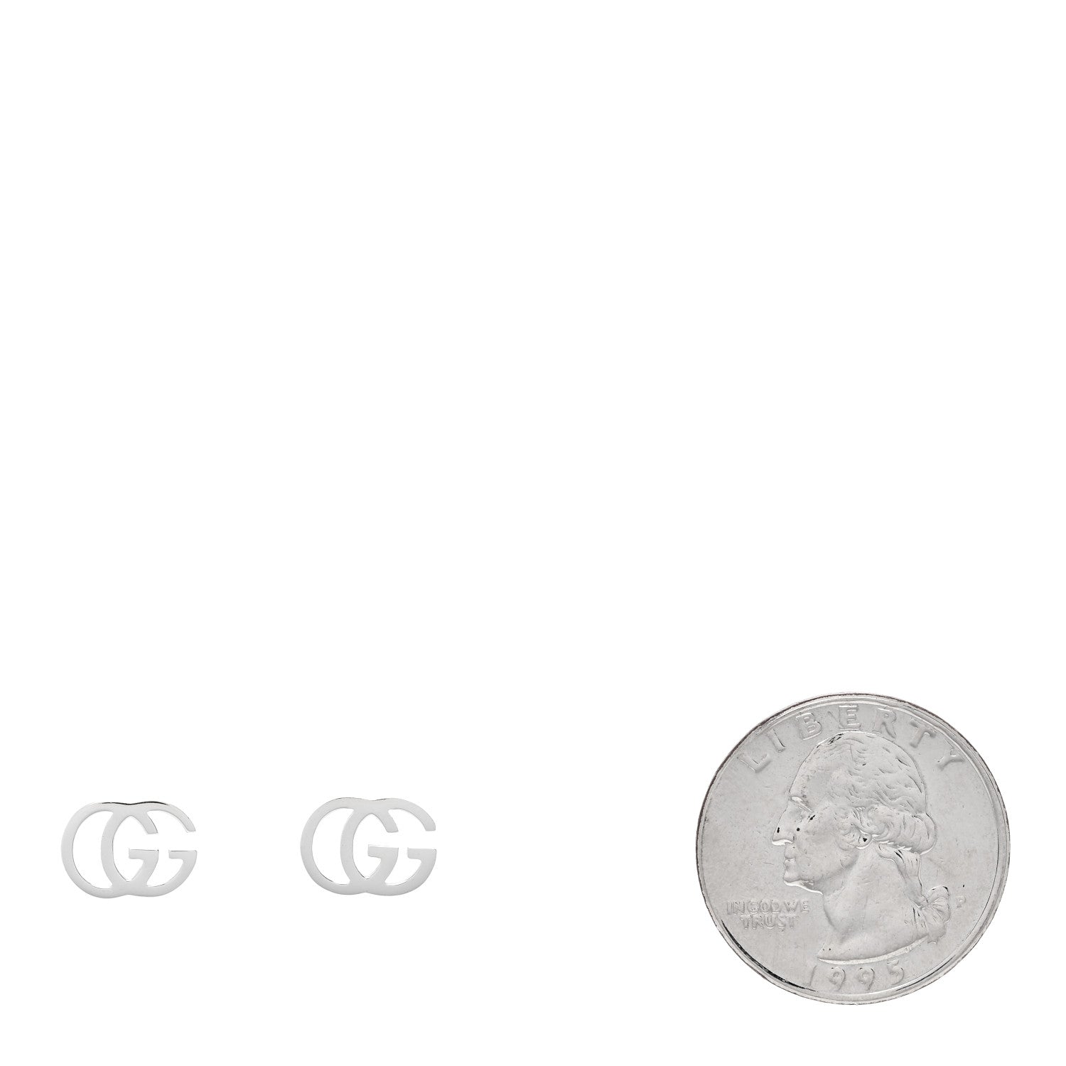 18K White Gold Running G Stud Earrings
