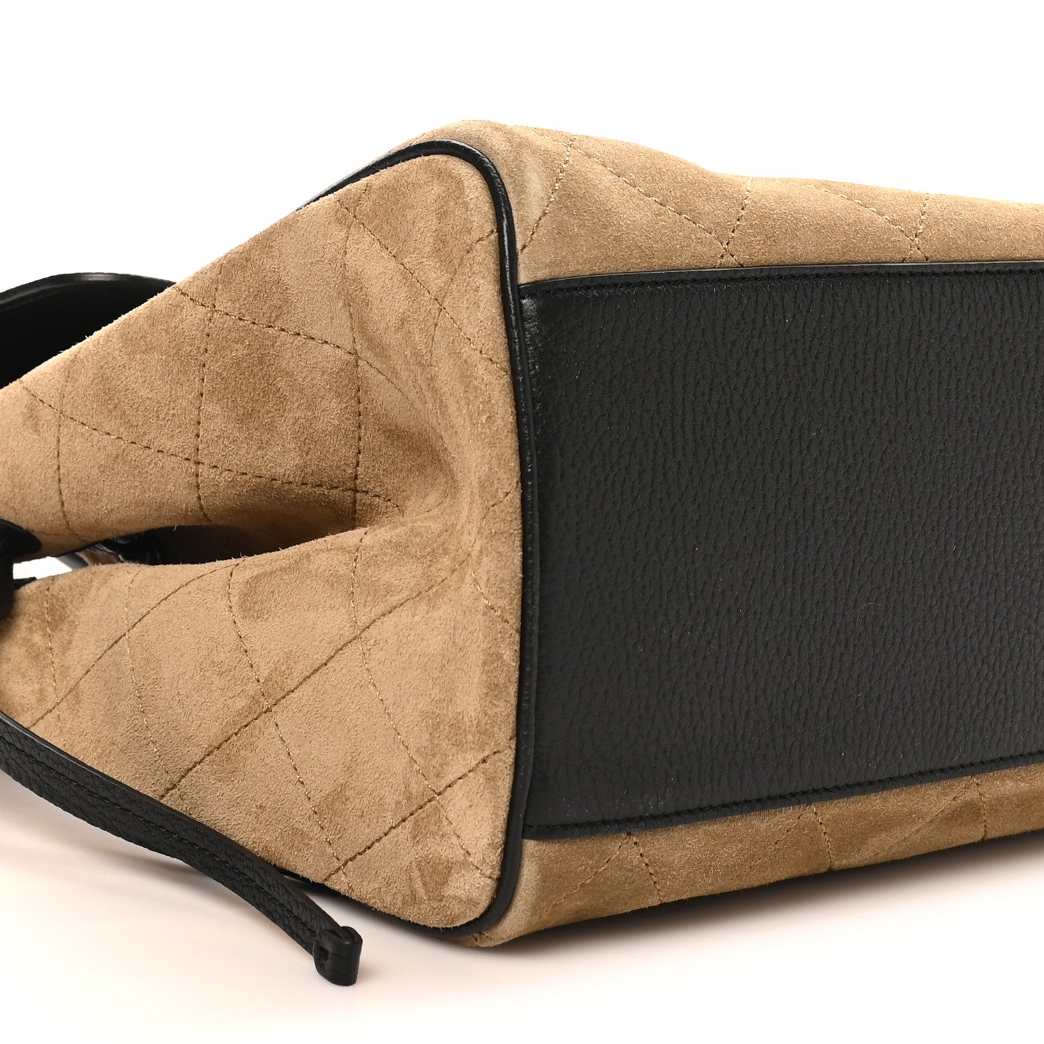 Grained Calfskin Suede Urban Essentials Shopping Bag Beige Black