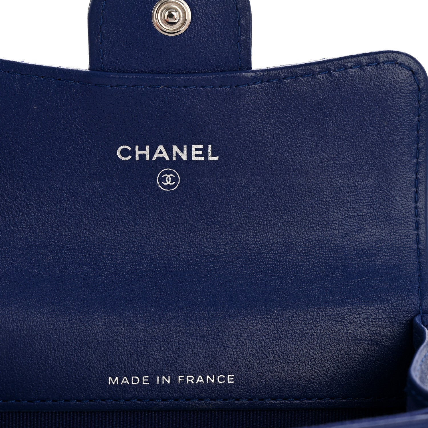 Lambskin Quilted Flap Card Holder Wallet Blue