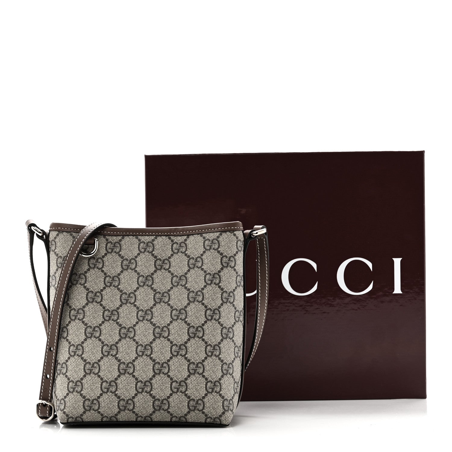 GG Supreme Monogram Emblem Nano Shoulder Bag Beige Ebony Sundial
