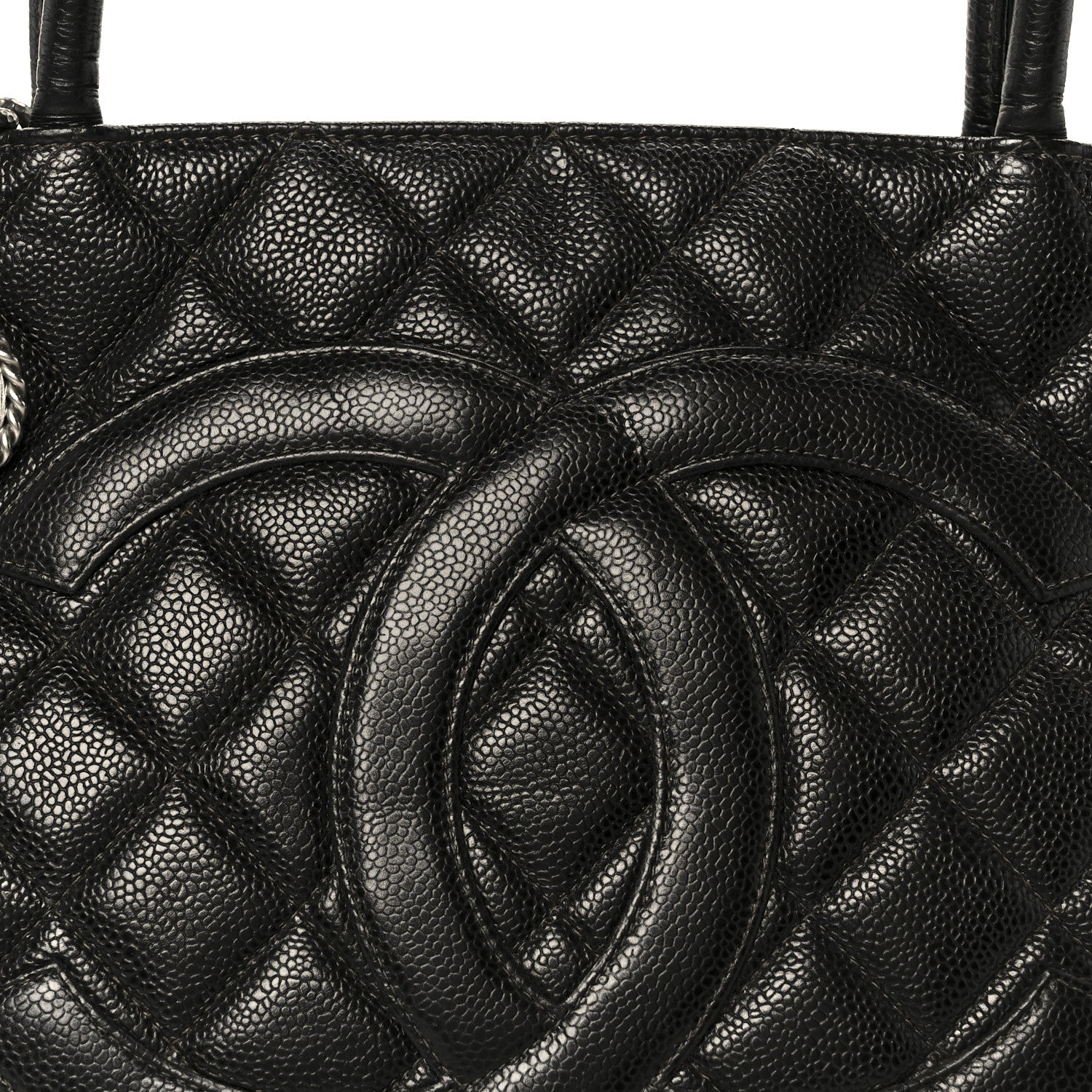 Caviar Quilted Medallion Tote Black