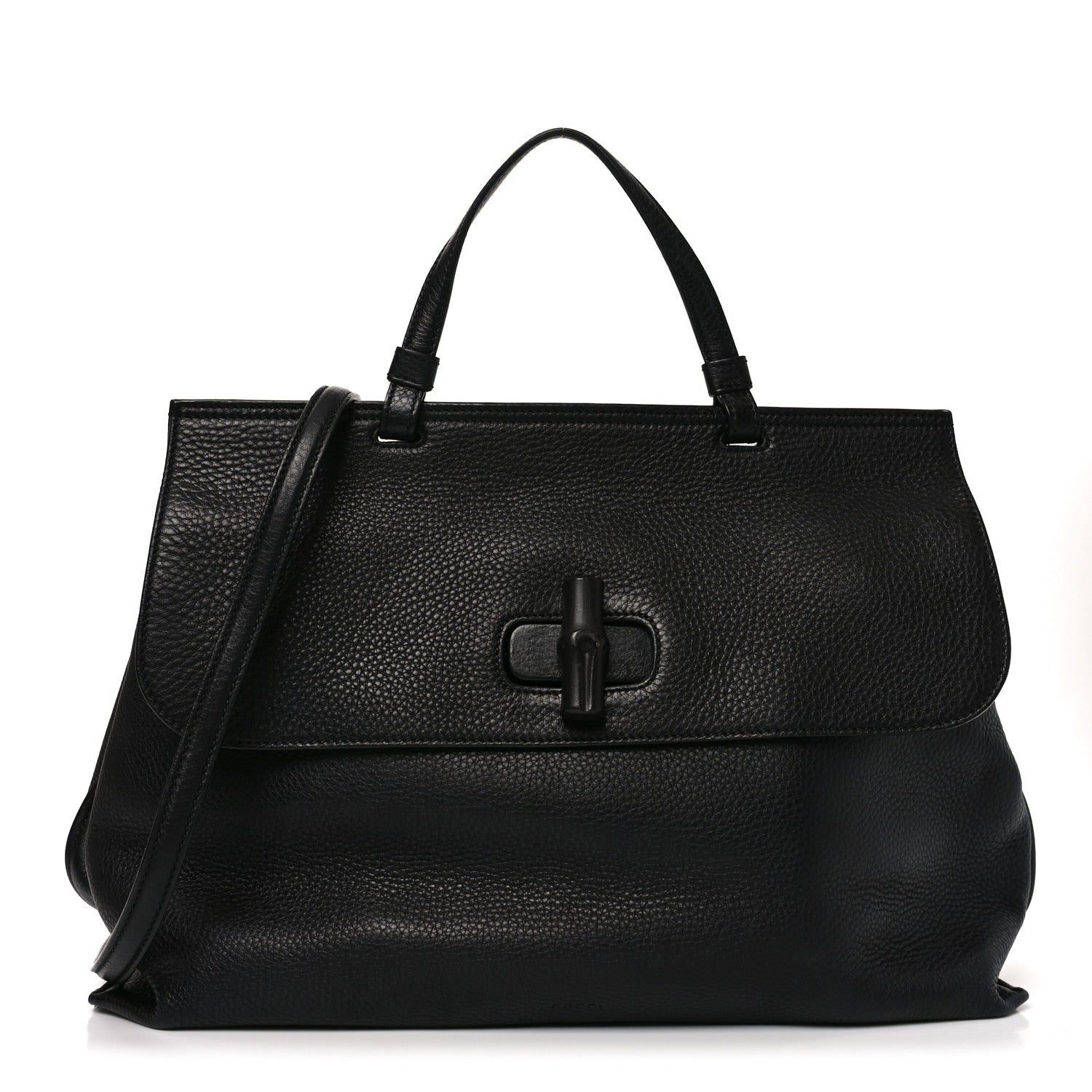 Cellarius Calfskin Large Bamboo Daily Top Handle Bag Black