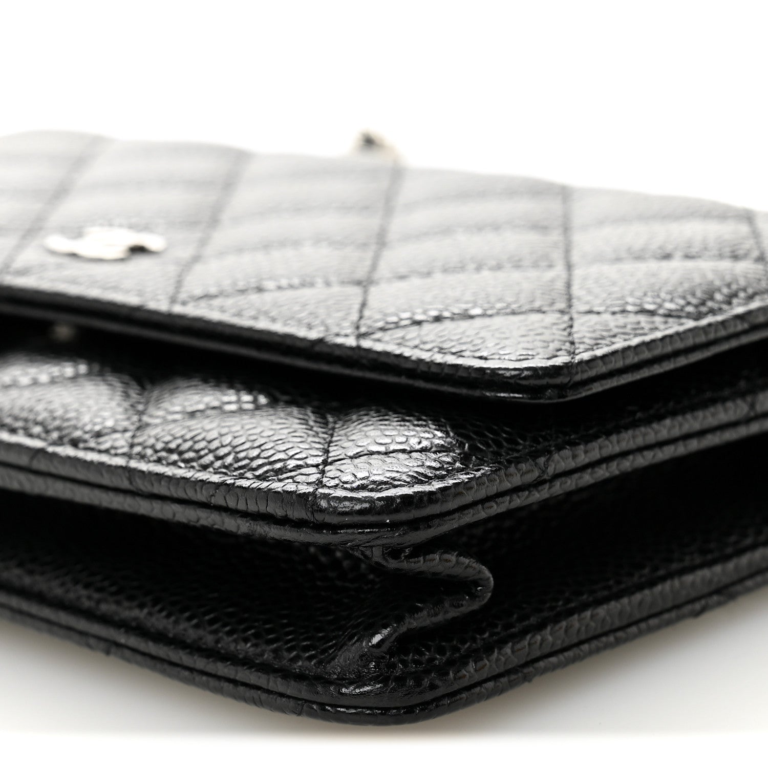 Caviar Quilted Wallet on Chain WOC Black