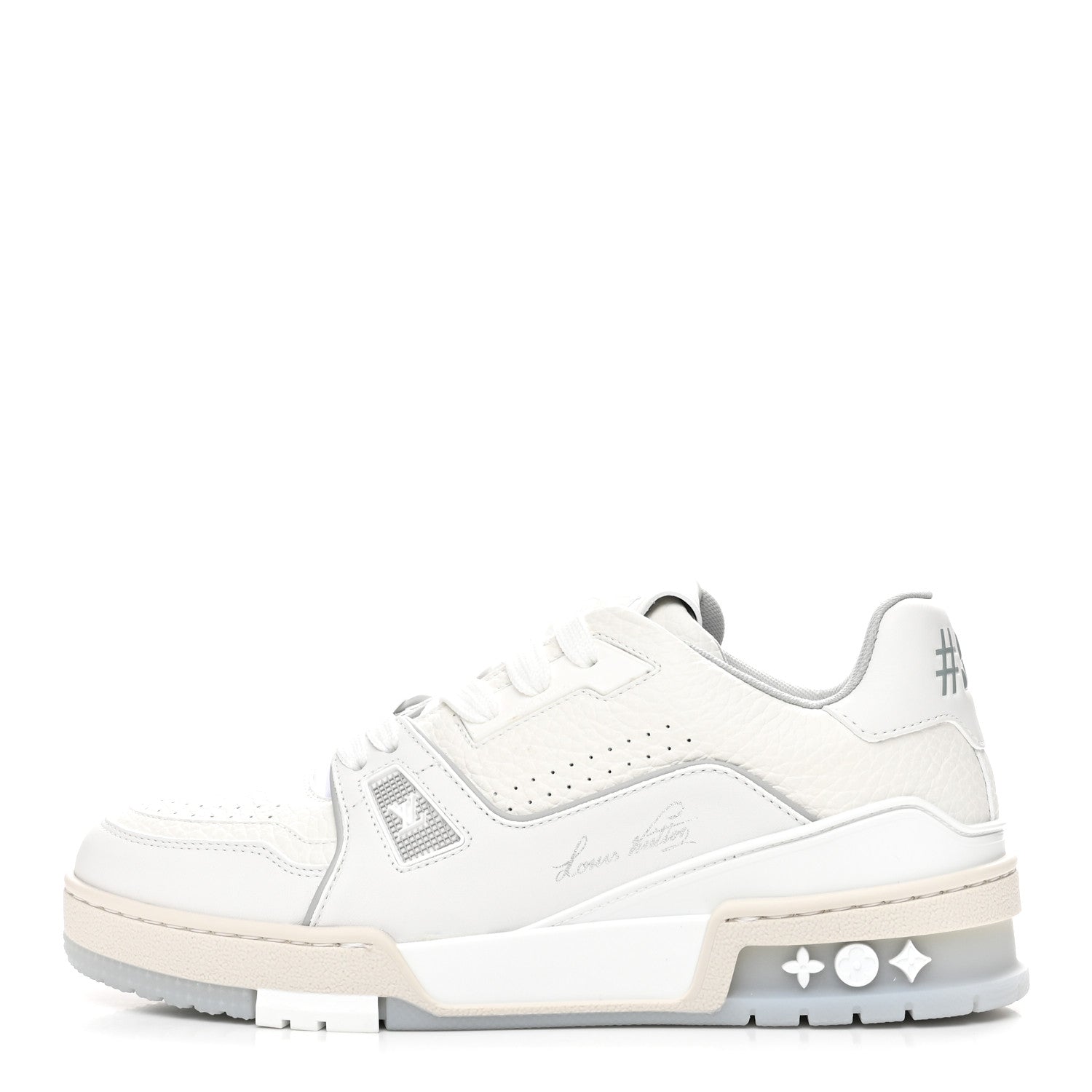 Grained Calfskin Womens LV Trainer Sneakers 37 White