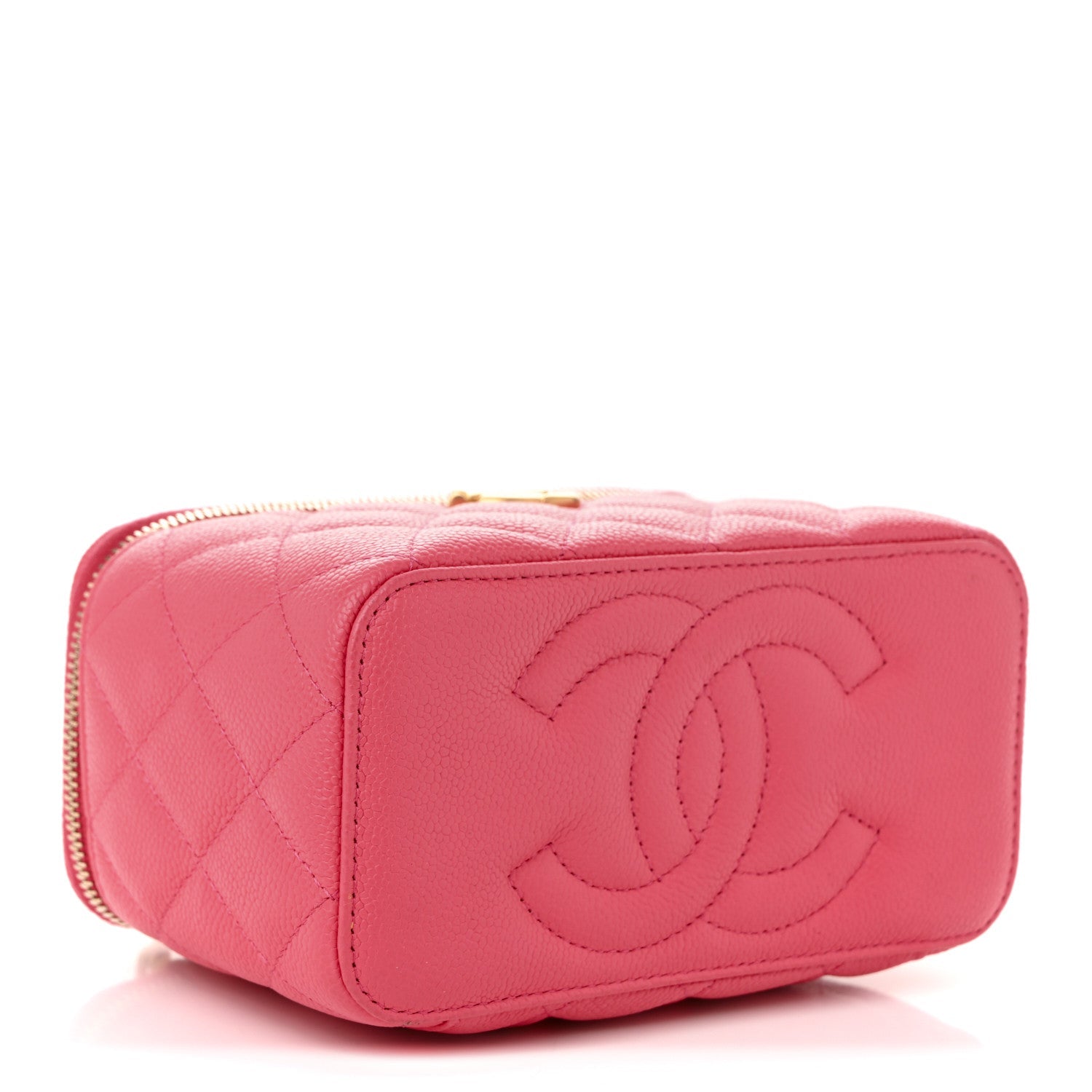 Caviar Quilted Sweetheart Vanity Case Pink