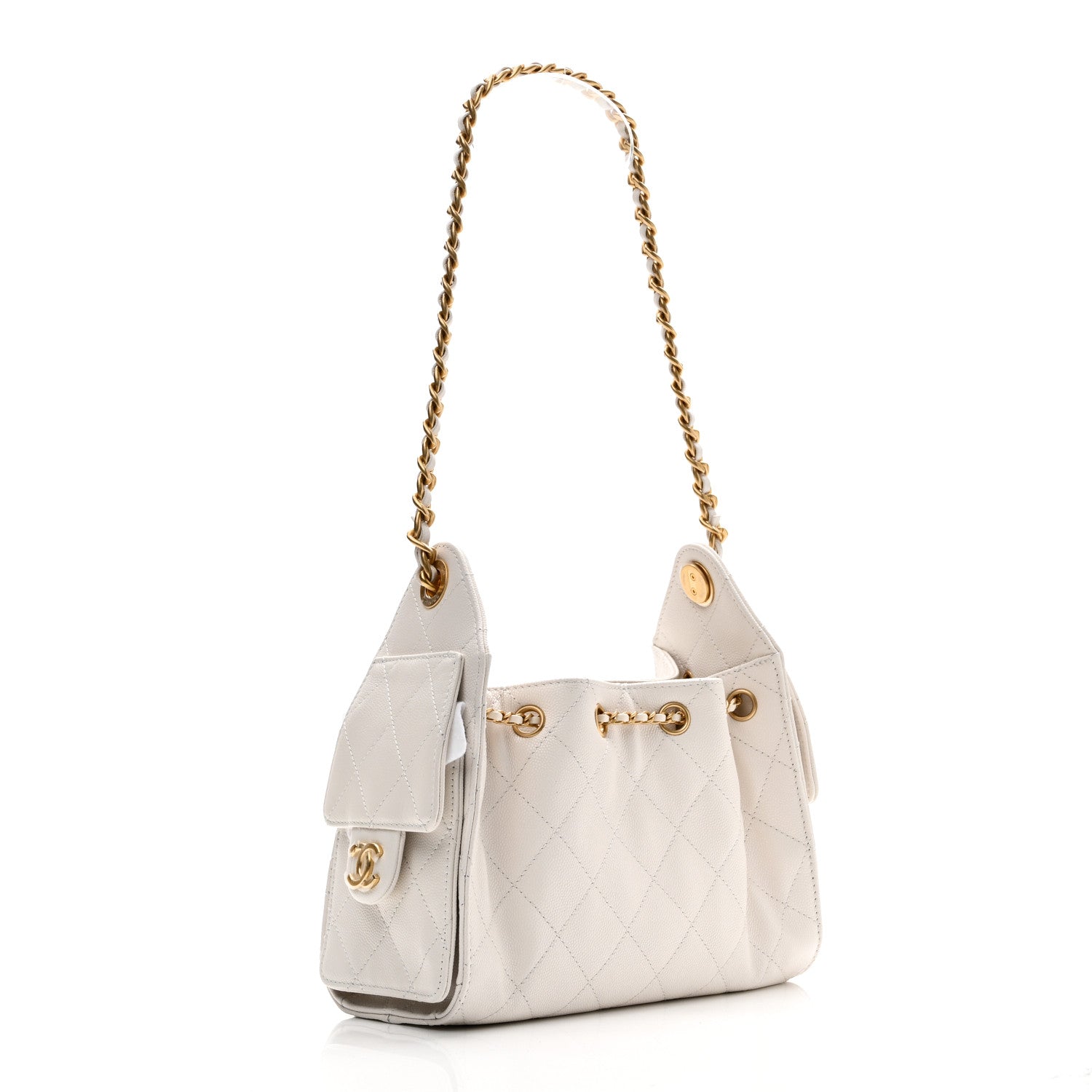 Caviar Quilted Mini Chanel 25 Handbag White