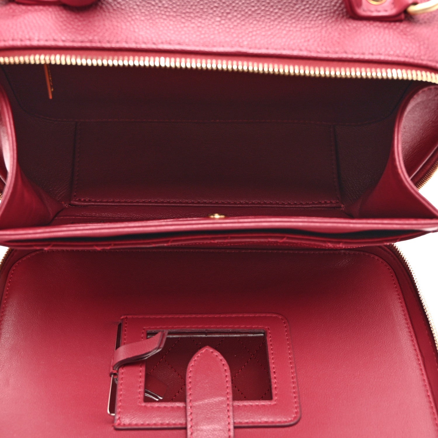 Caviar Quilted Large CC Filigree Vanity Case Burgundy