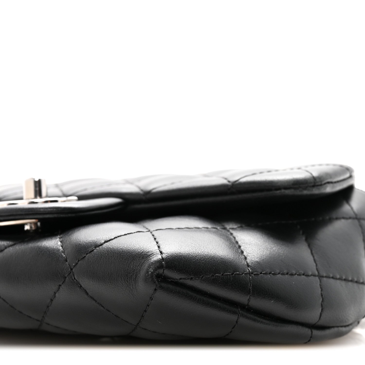 Calfskin Quilted CC Uniform Flap Belt Bag Black