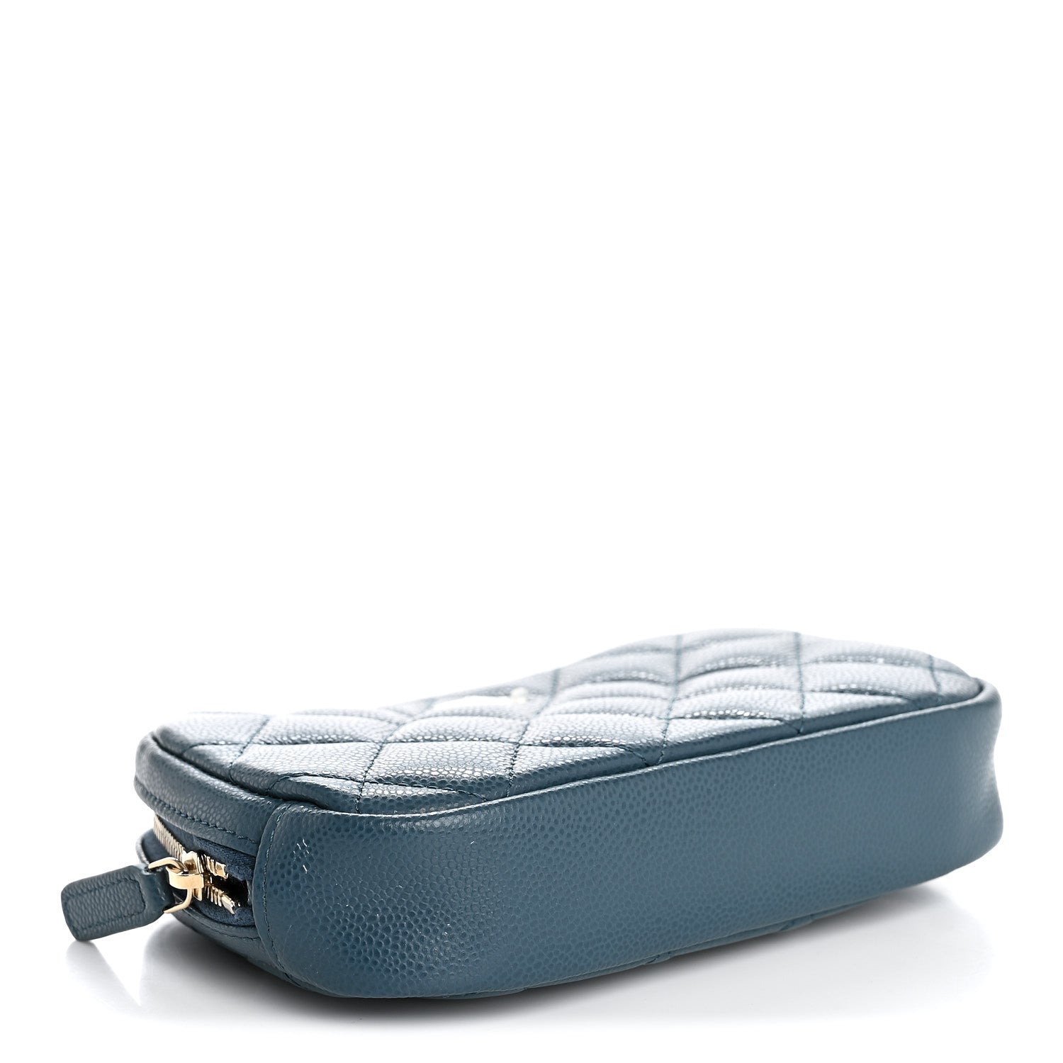 Caviar Quilted Small Curvy Pouch Cosmetic Case Blue