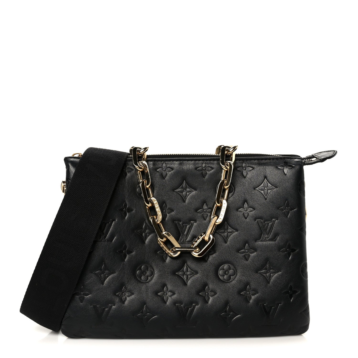 Lambskin Embossed Monogram Coussin PM Black