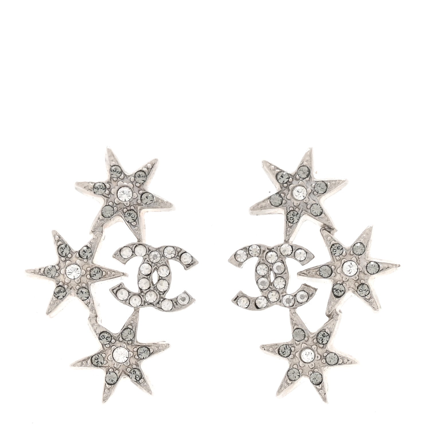 Crystal Star CC Earrings Silver