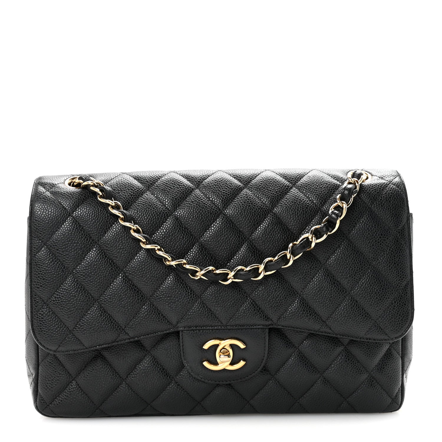 Caviar Quilted Jumbo Double Flap Black