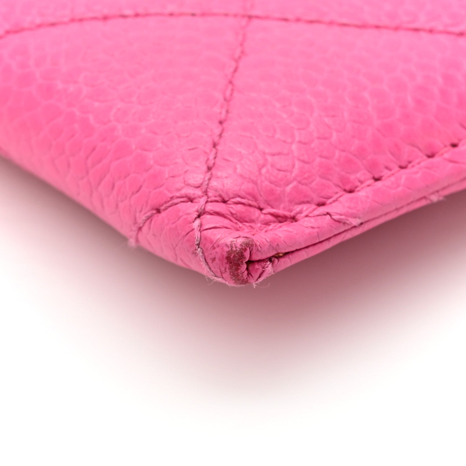 Caviar Quilted Enamel Card Holder Pink