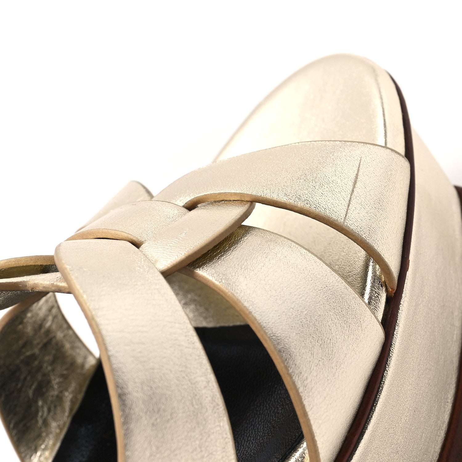 Metallic Calfskin Tribute 105 Platform Sandals 40 Gold