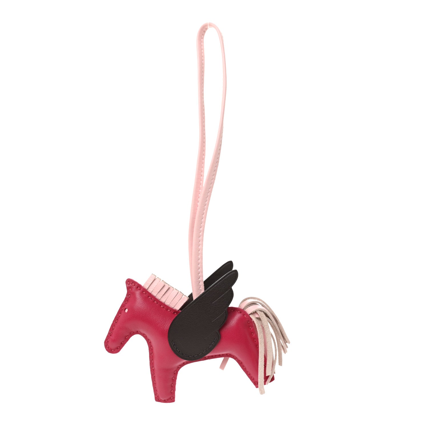Milo Lambskin Grigri Rodeo Pegase Horse Bag Charm PM Framboise Rose Sakura Rouge Sellier