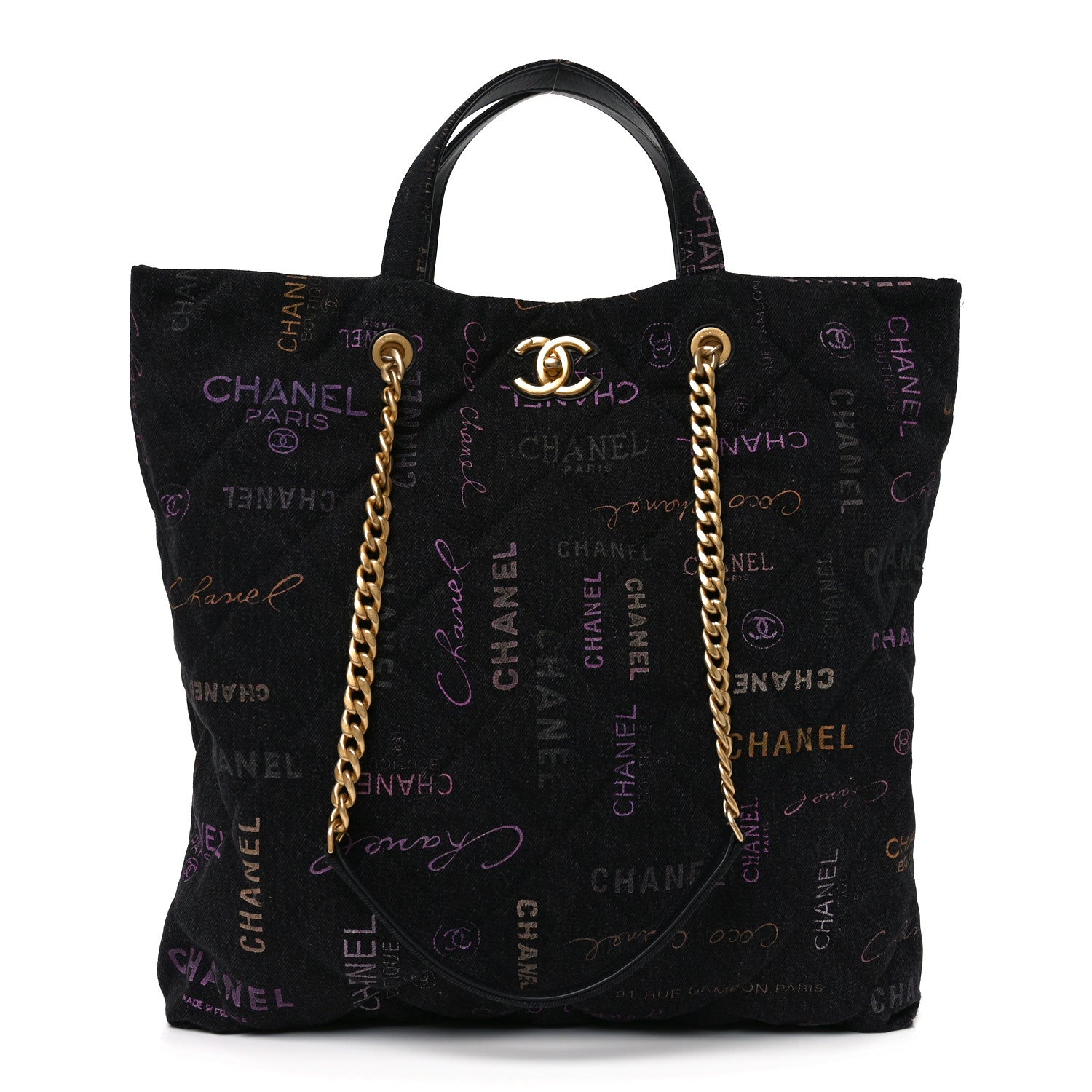 Denim Quilted Denim Mood Maxi Shopping Bag Black Multicolor