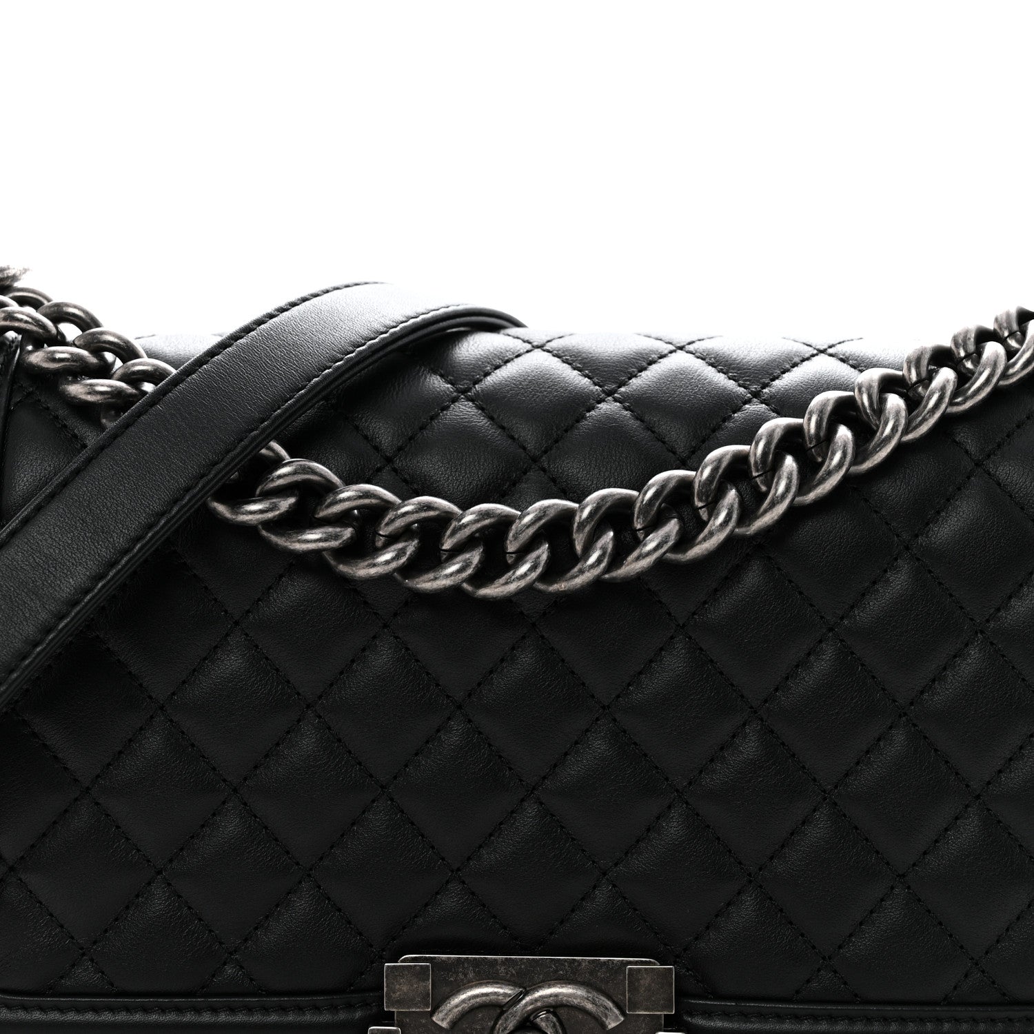 Calfskin Quilted Medium Boy Flap Black