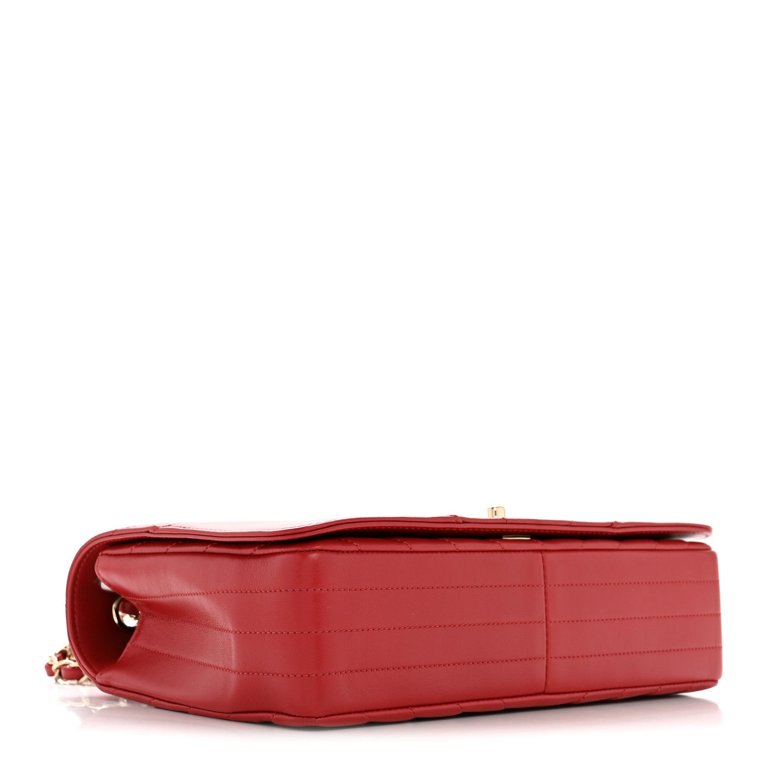 Calfskin Chevron Quilted Large Statement Flap Red
