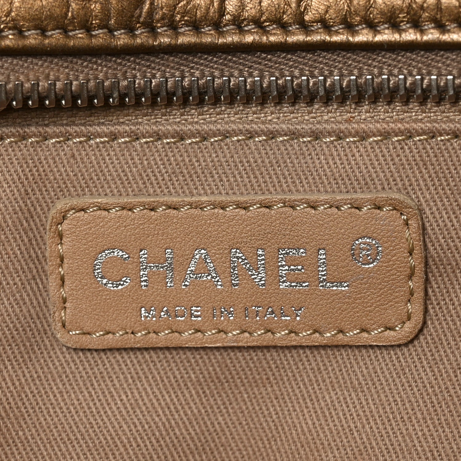 Metallic Aged Calfskin Quilted Origami Tote Bronze