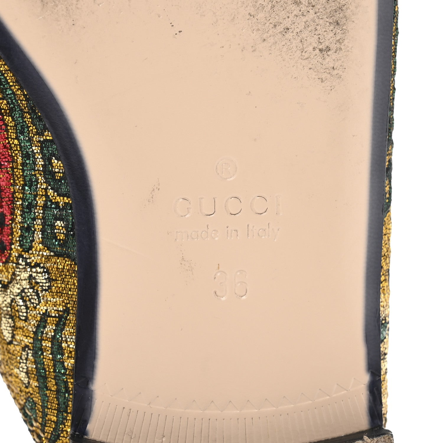 Iridescent Brocade Womens Princetown Slippers 36 Gold Multicolor