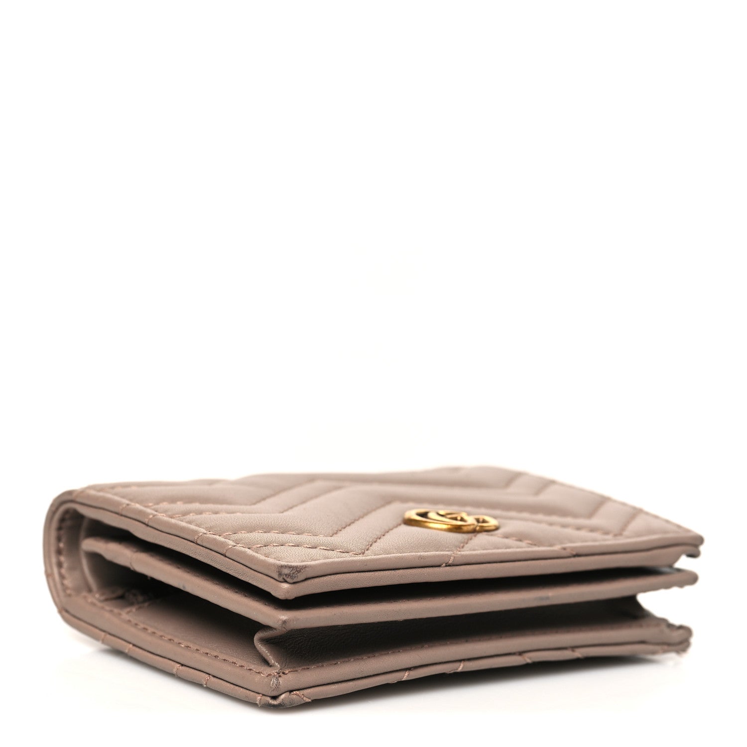 Calfskin Matelasse GG Marmont Card Case Wallet Porcelain Rose