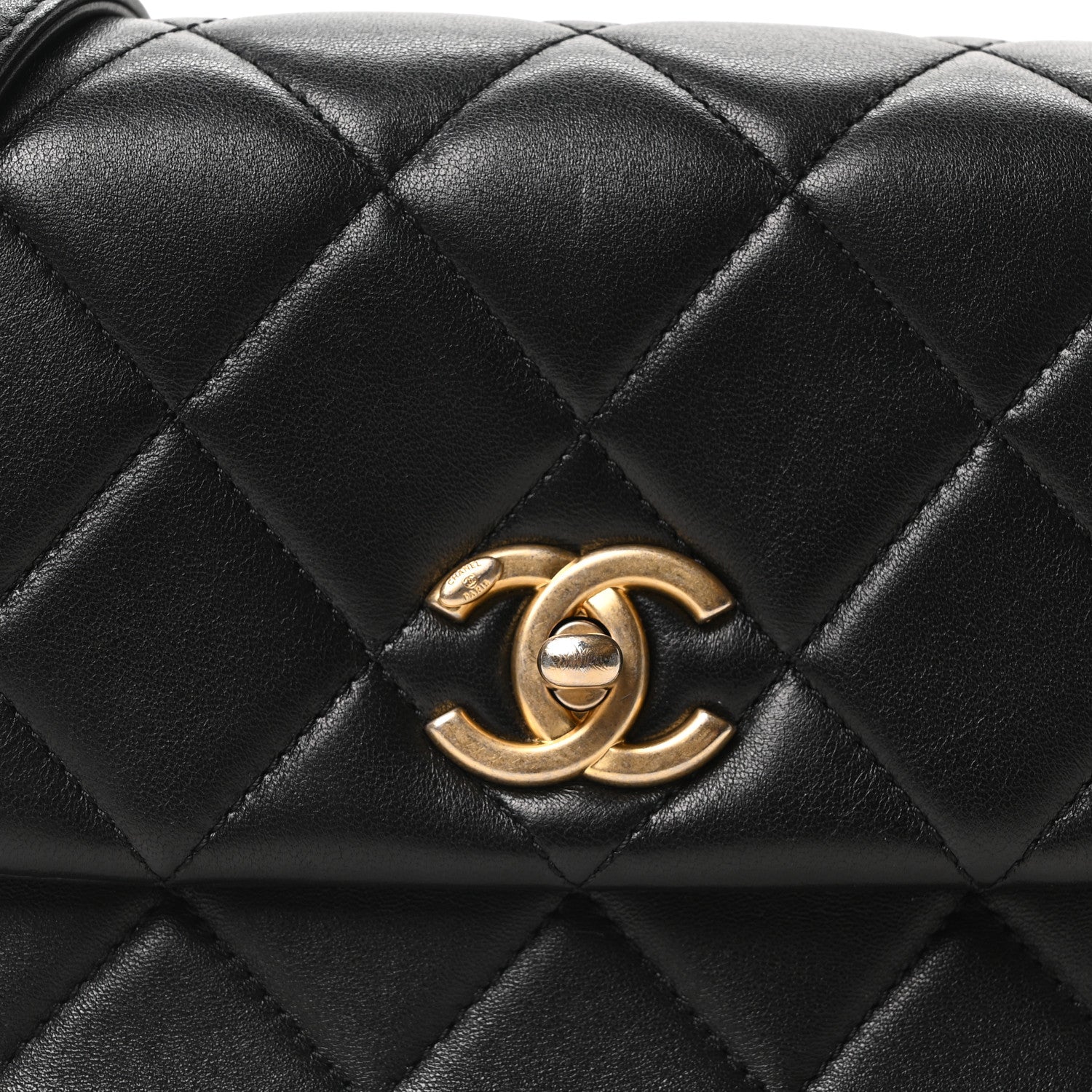 Lambskin Quilted Mini Side Note Flap Black