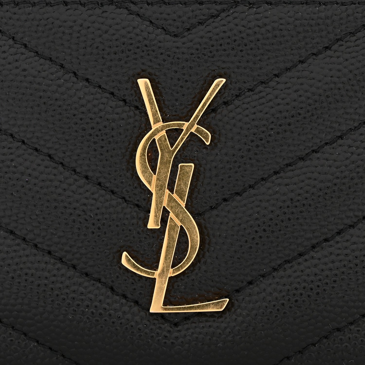Grain De Poudre Matelasse Chevron Monogram Fragments Zippered Card Case Black