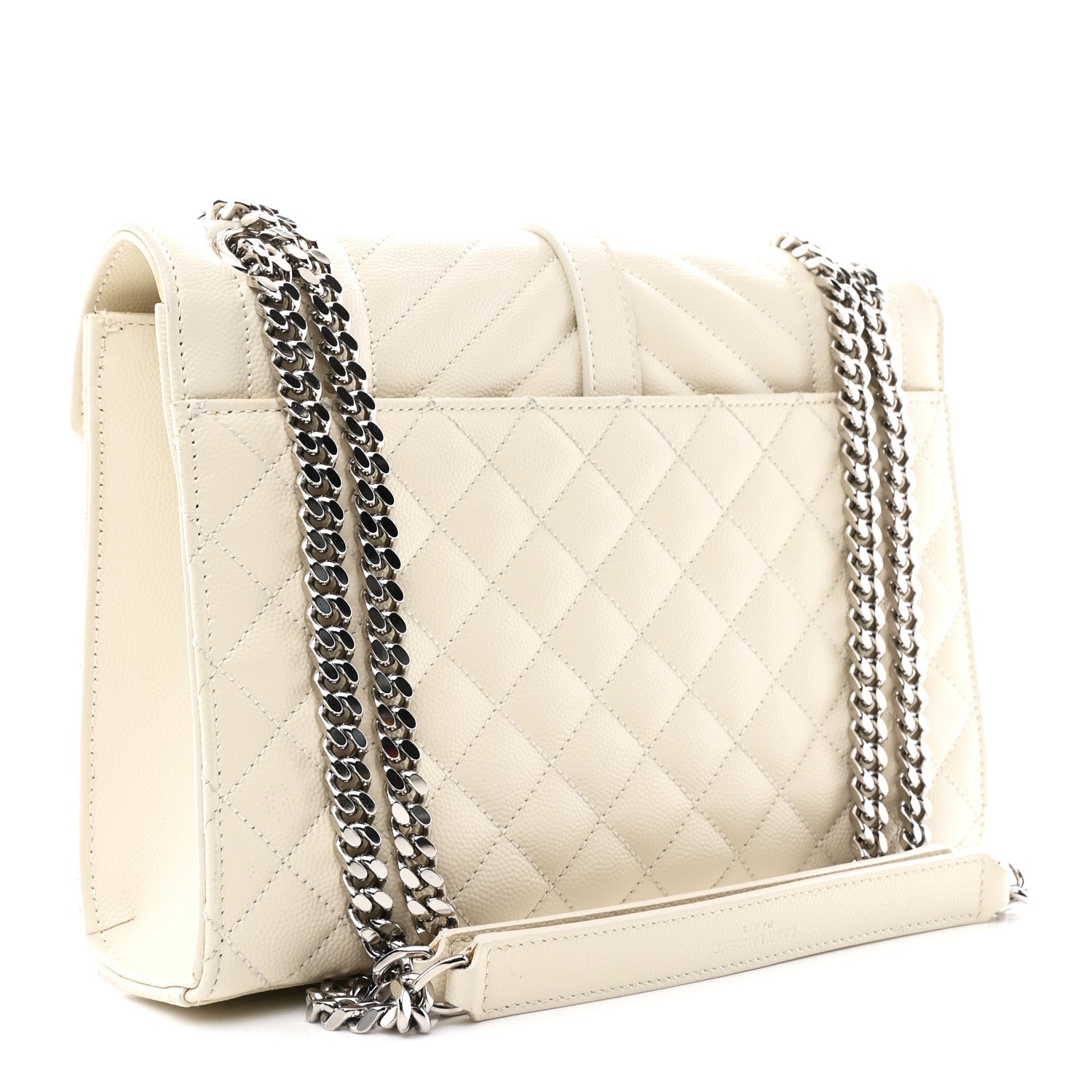 Grain De Poudre Textured Mixed Matelasse Medium Triquilt Monogram Satchel Crema Soft