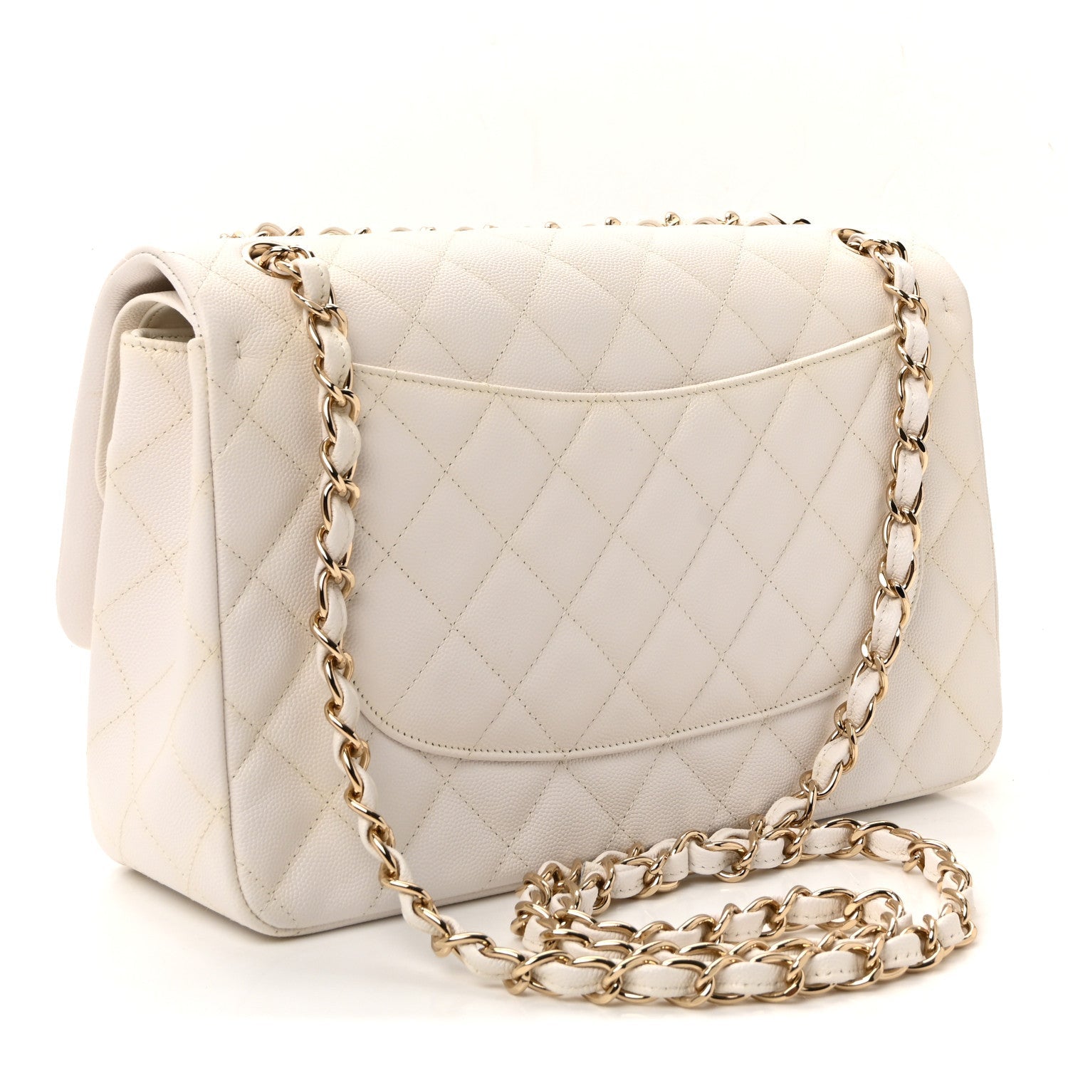 Caviar Quilted Jumbo Double Flap White