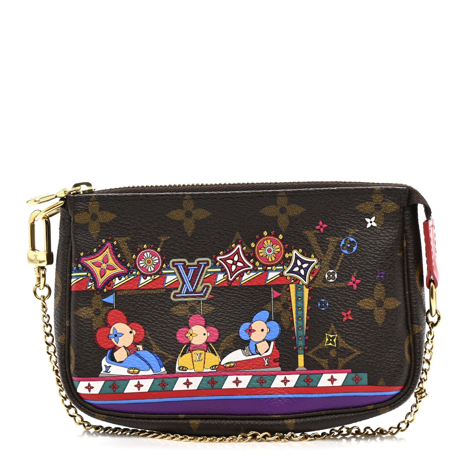 Monogram 2020 Christmas Animation Bumper Cars Mini Pochette Accessories Coquelicot