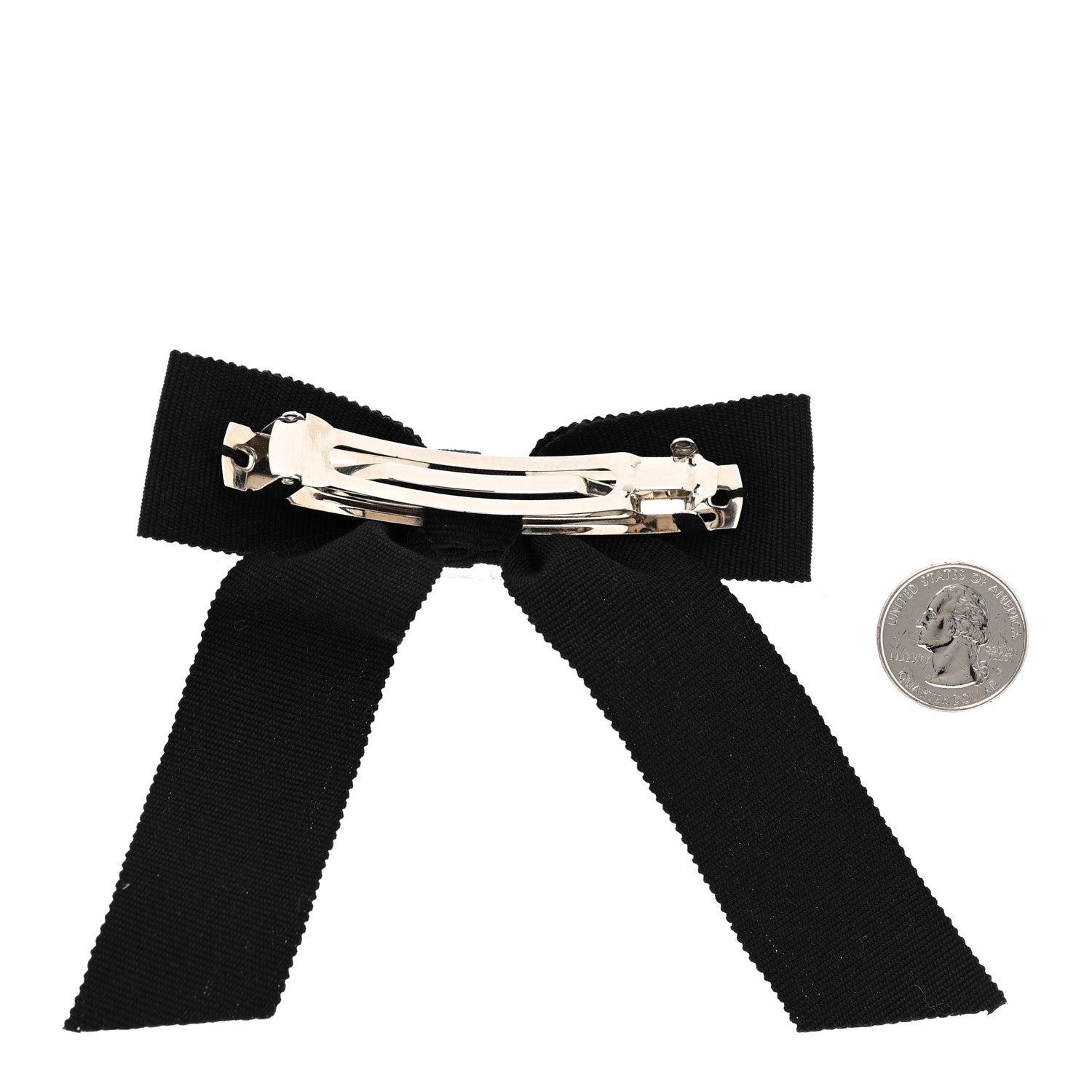Grosgrain Bow CC Hair Clip Black