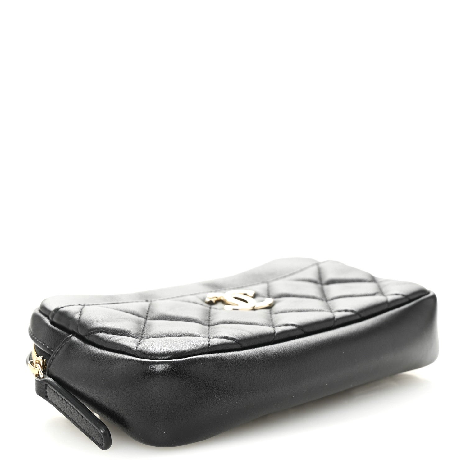 Lambskin Quilted Waist Bag Black